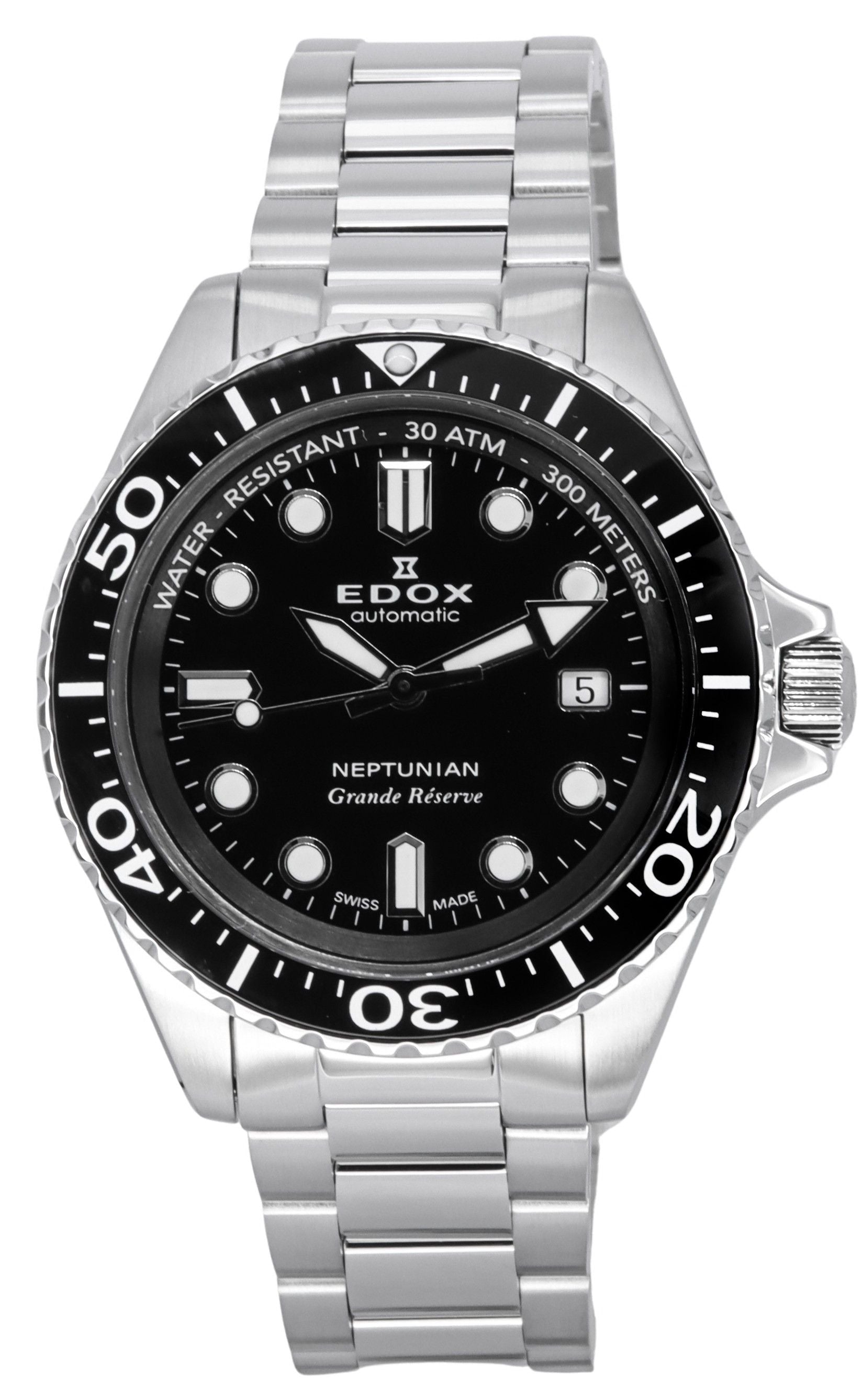 Edox Neptunian Grande Reserve Date Black Dial Automatic Diver's 80801 3NM NIN 300M Men's Watch - Prestige Stones