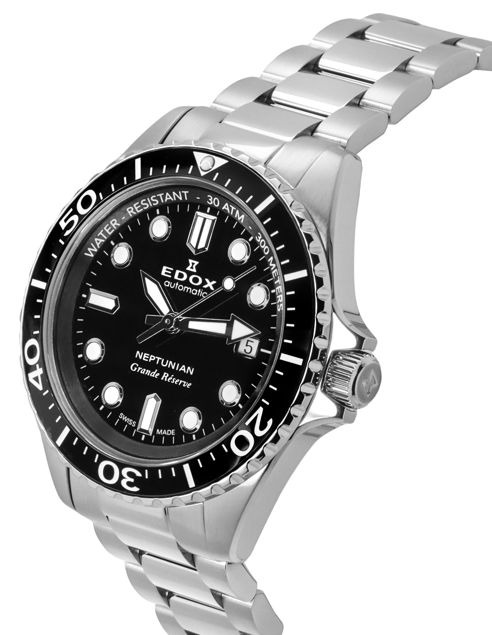 Edox Neptunian Grande Reserve Date Black Dial Automatic Diver's 80801 3NM NIN 300M Men's Watch - Prestige Stones