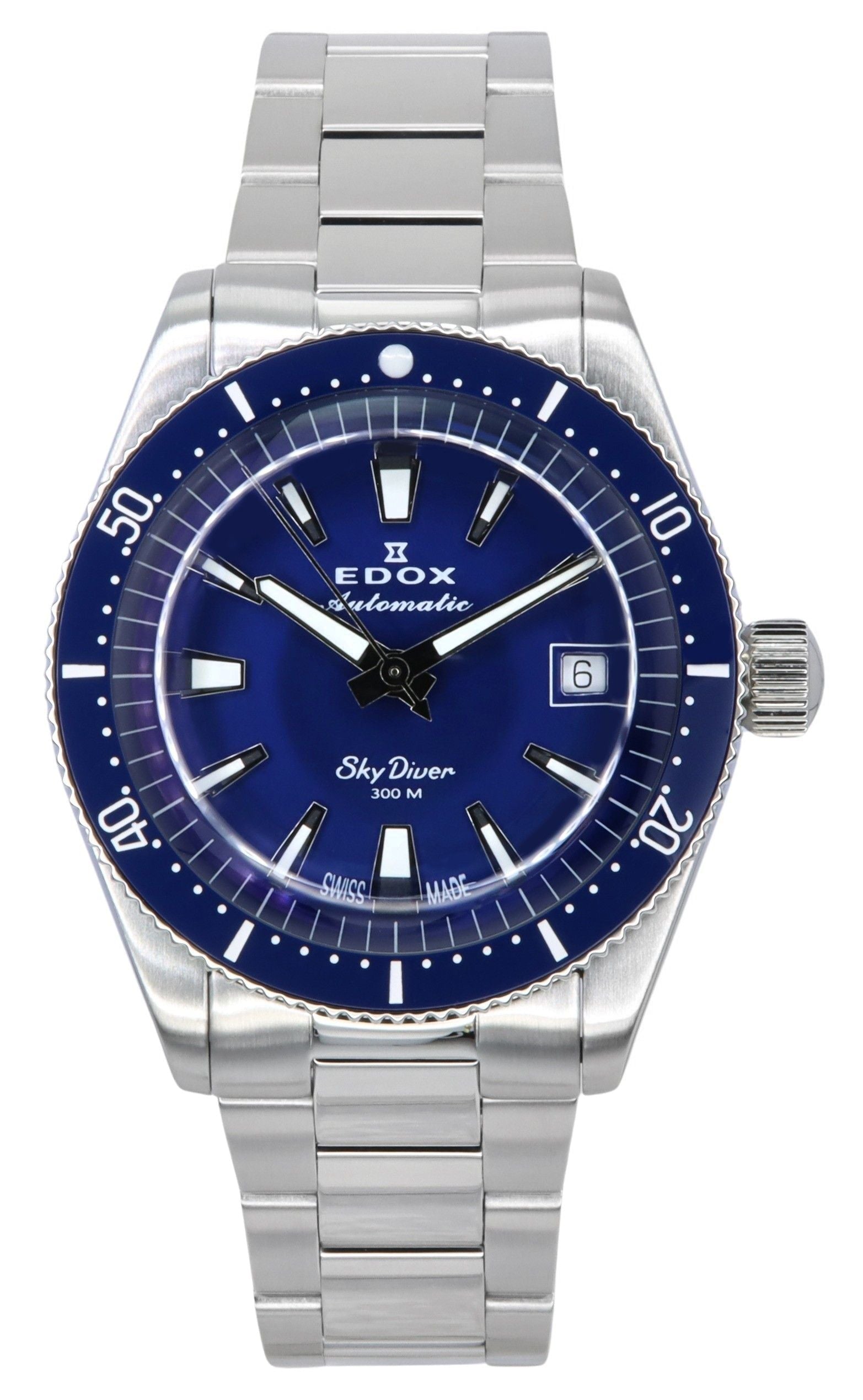 Edox Skydiver 38 Date Limited Edition Blue Dial Automatic Diver's 801313BUMBUIN 300M Swiss Made Men's Watch - Prestige Stones