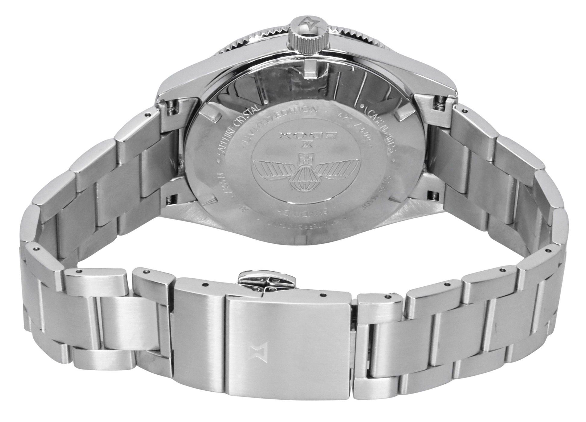Edox Skydiver Date Limited Edition Stainless Steel Blue Dial Automatic Diver's 80126 3BUM BUIN 300M Men's Watch - Prestige Stones
