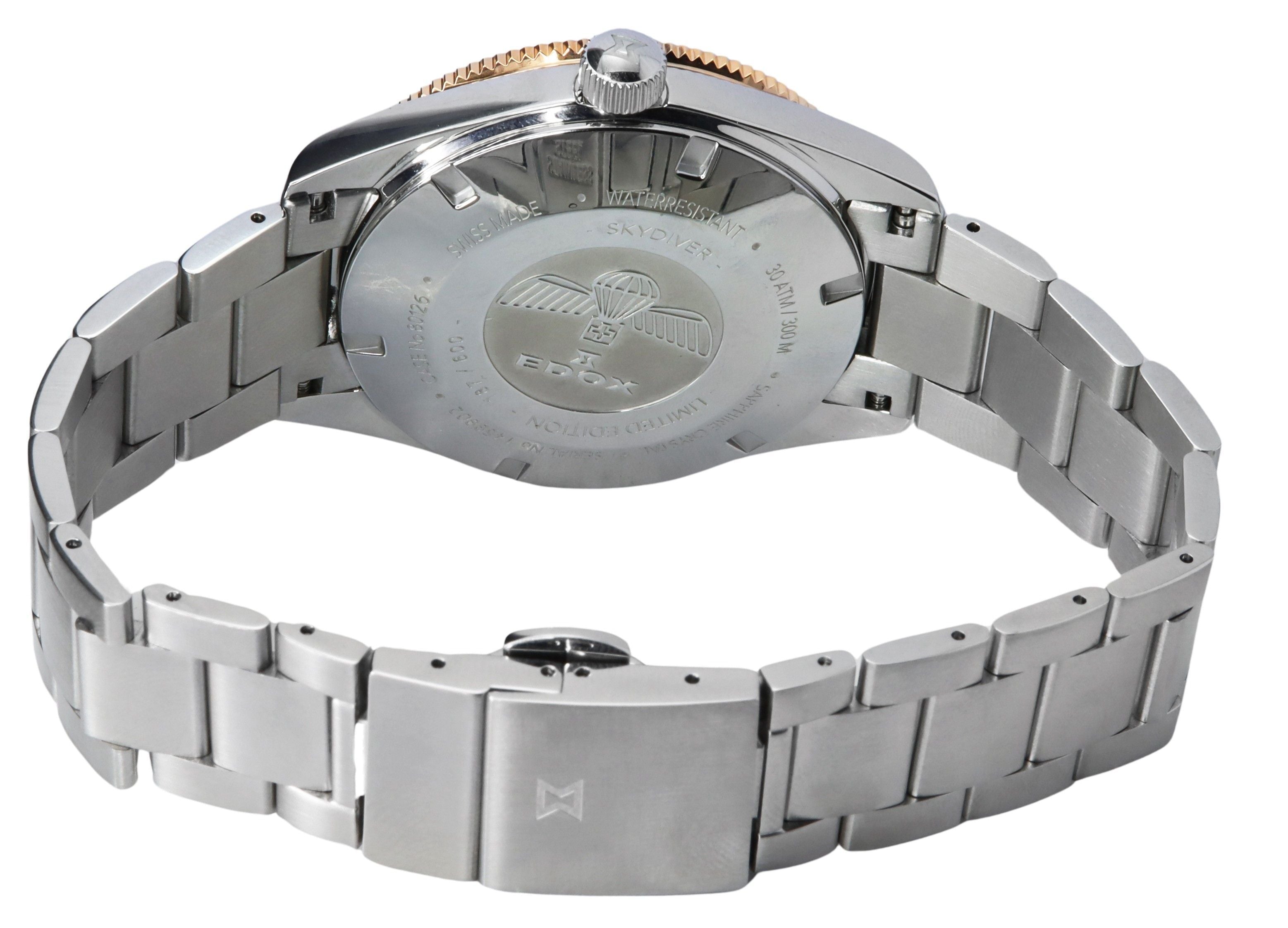 Edox Skydiver Limited Edition Black Dial Automatic Diver's 80126357RNMNIRB 300M Men's Watch - Prestige Stones