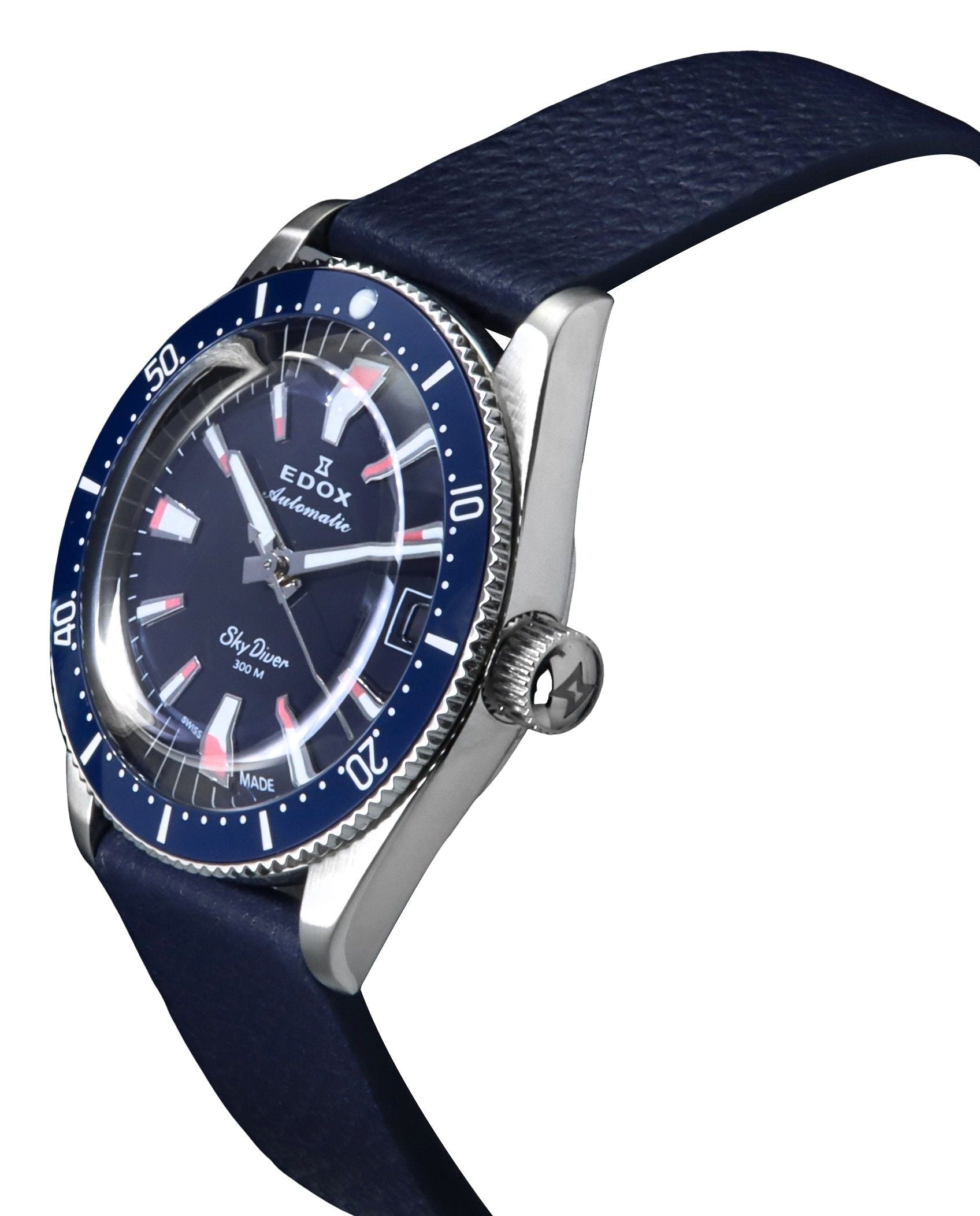 Edox Skydiver Limited Special Blue Dial Automatic Diver's 80131 3BUC BUICO 300M Men's Watch With Extra Strap - Prestige Stones