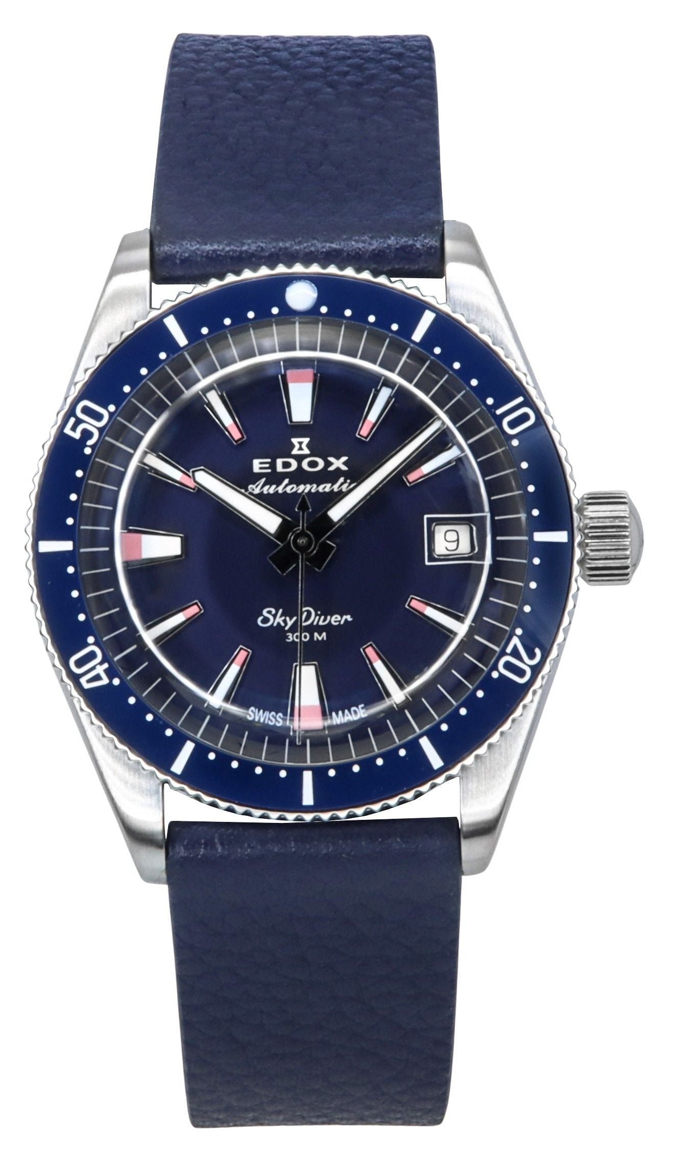 Edox Skydiver Limited Special Blue Dial Automatic Diver's 80131 3BUC BUICO 300M Men's Watch With Extra Strap - Prestige Stones