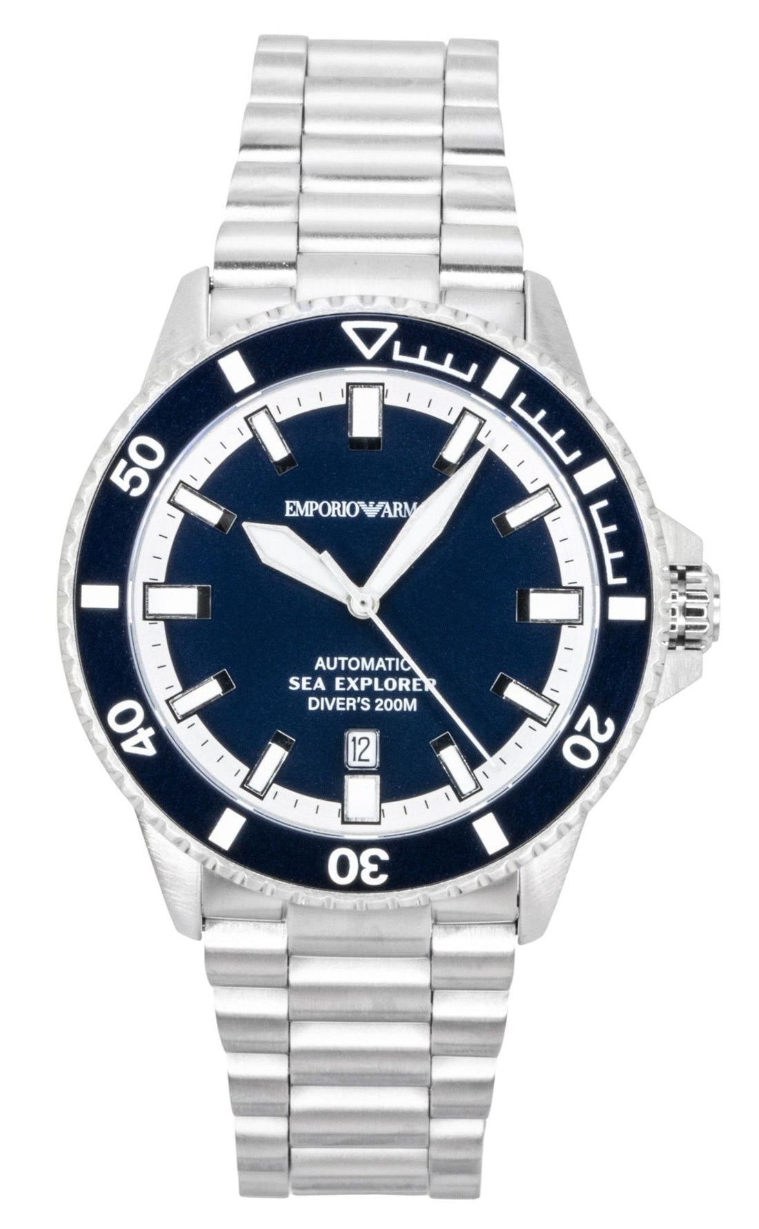Emporio Armani Sea Explorer Stainless Steel Blue Dial Diver's Automatic AR60087 200M Men's Watch - Prestige Stones