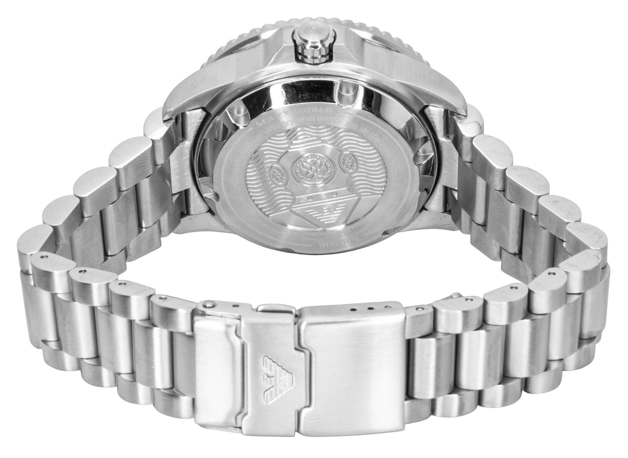 Emporio Armani Sea Explorer Stainless Steel Blue Dial Diver's Automatic AR60087 200M Men's Watch - Prestige Stones