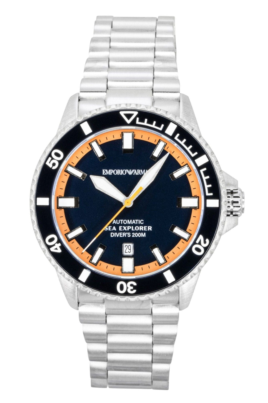 Emporio Armani Sea Explorer Stainless Steel Blue Dial Diver's Automatic AR60090 200M Men's Watch - Prestige Stones