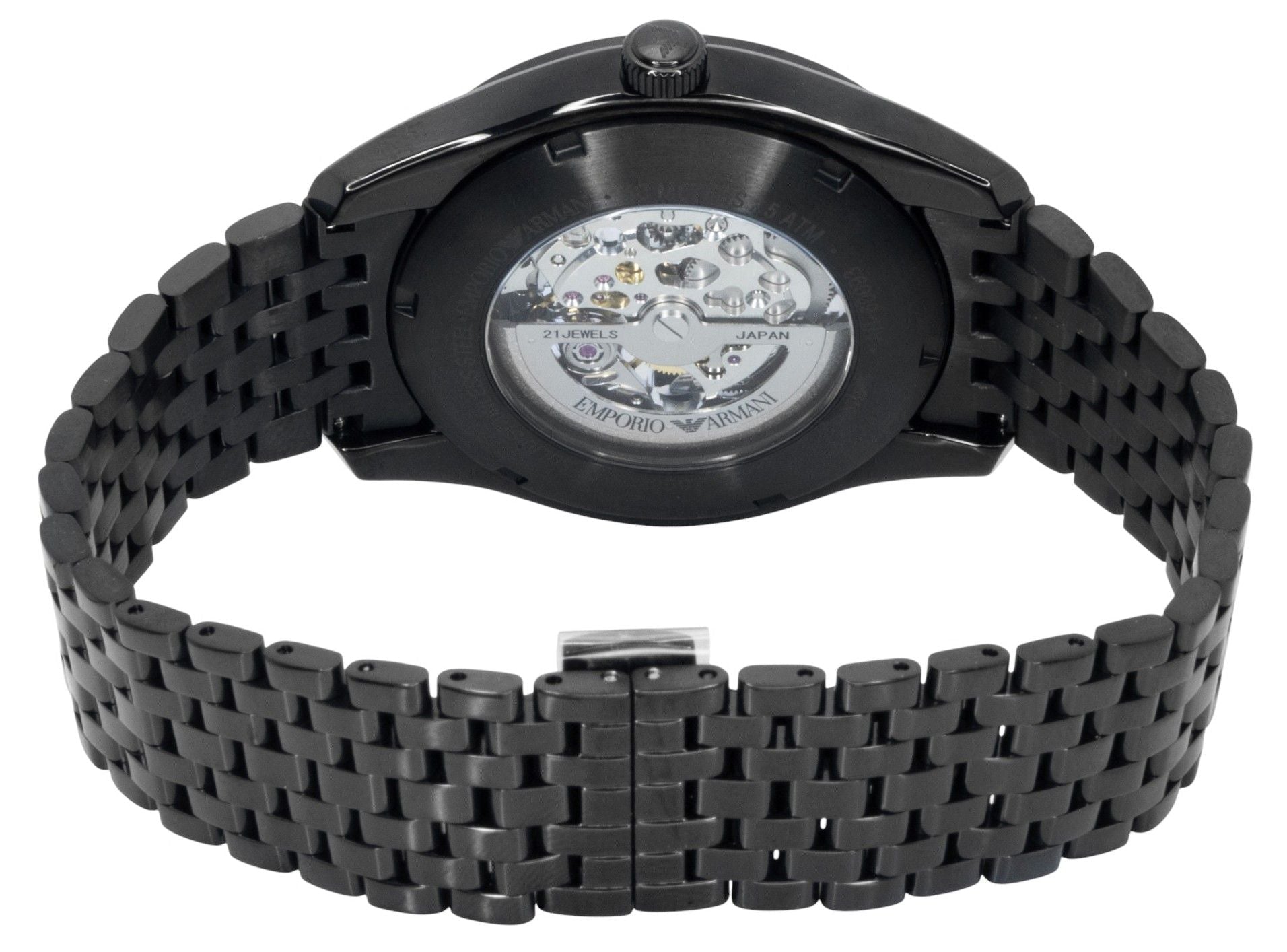 Emporio Armani Stainless Steel Black Skeleton Dial Automatic AR60093 Men's Watch - Prestige Stones