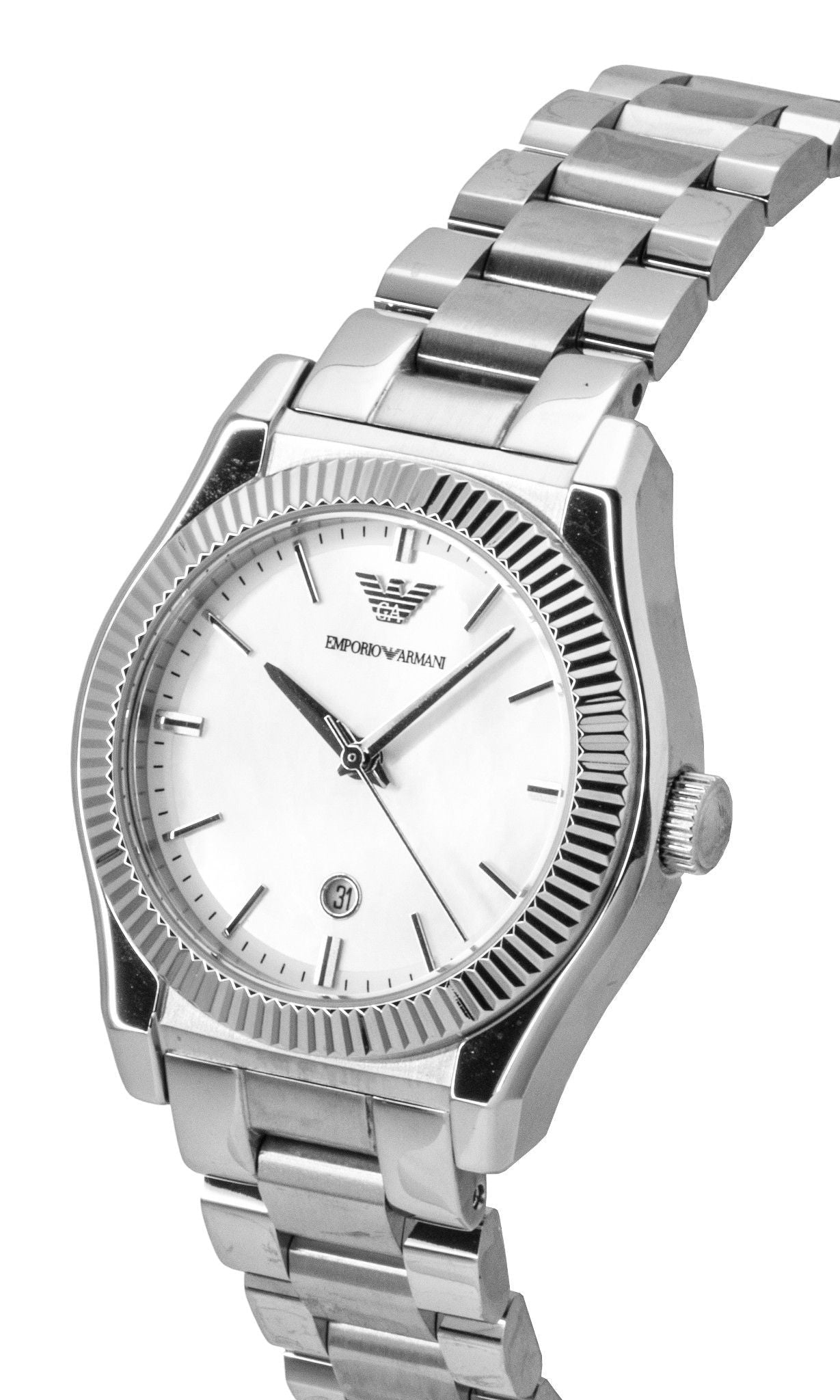 Emporio Armani Stainless Steel Mother Of Pearl Dial Quartz AR11723 Women's Watch - Prestige Stones