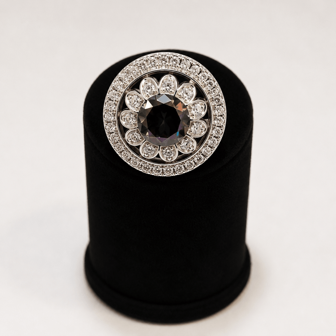 Fancy Moissanite 925 Sterling Silver Halo Statement Ring - Prestige Stones