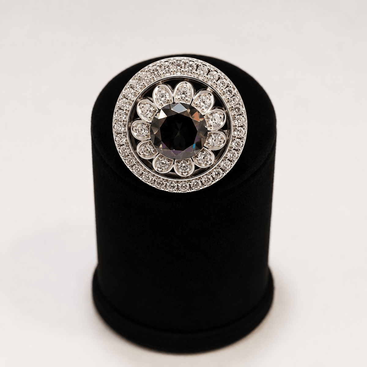 Fancy Moissanite 925 Sterling Silver Halo Statement Ring - Prestige Stones