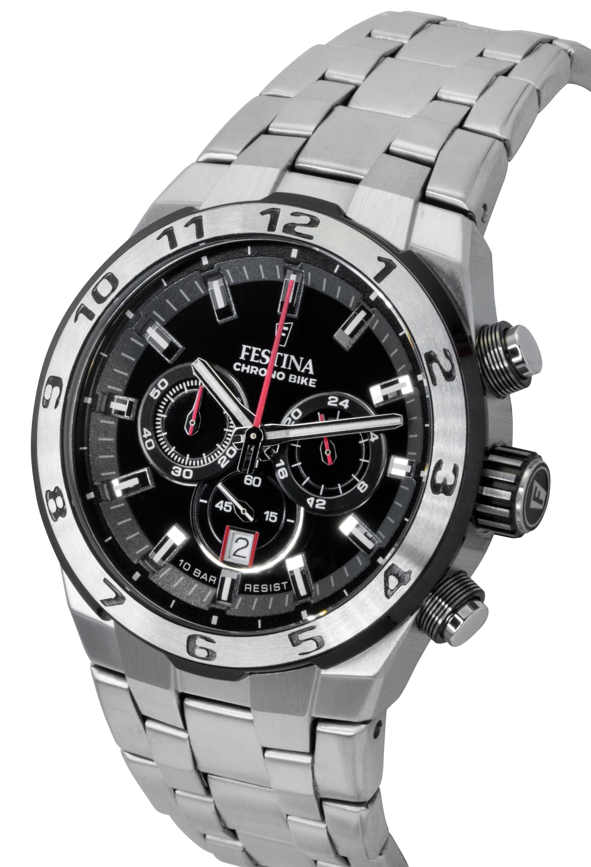Festina Chrono Bike Chronograph Stainless Steel Black Dial Quartz F20670 - 6 100M Men's Watch - Prestige Stones