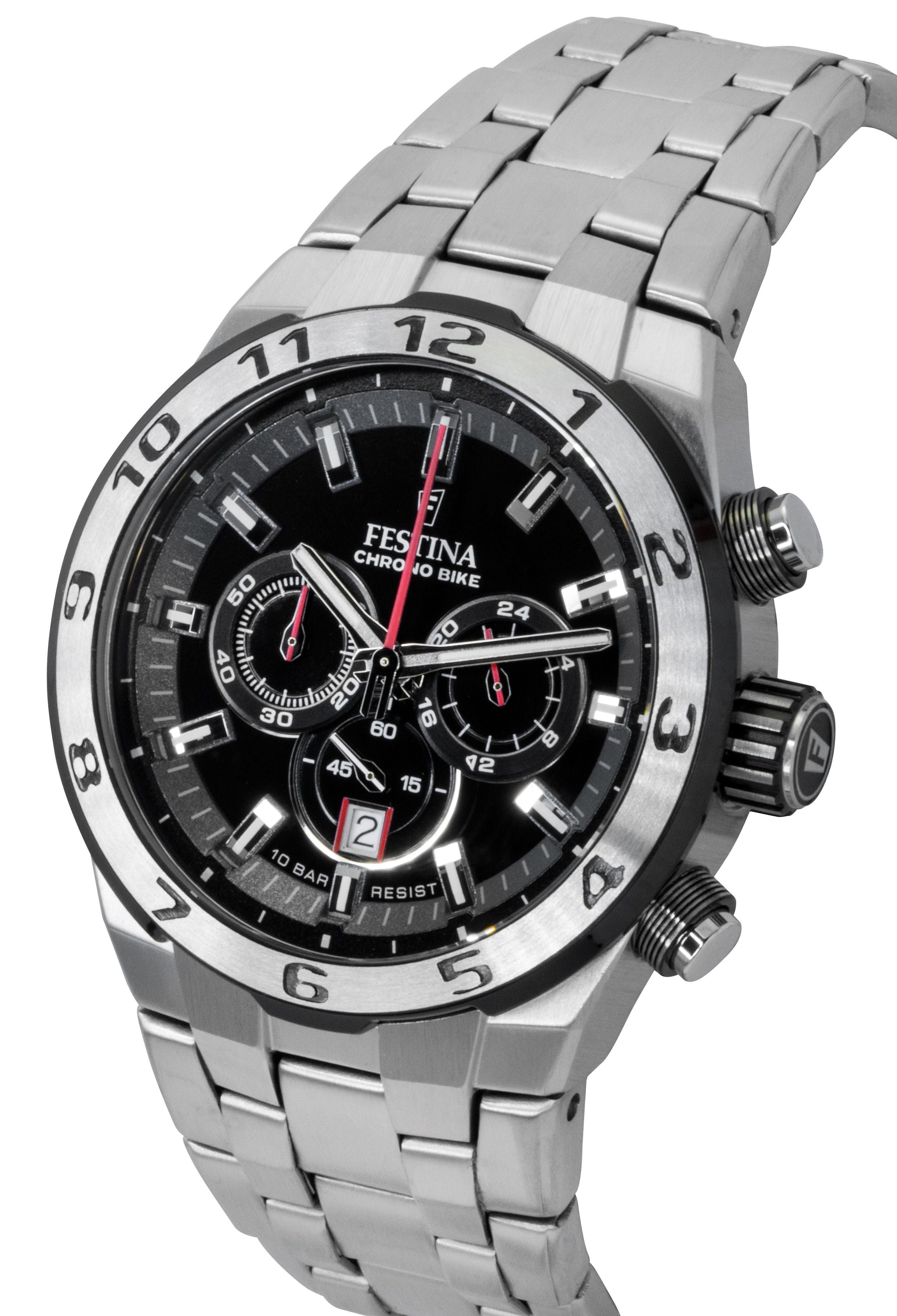 Festina Chrono Bike Chronograph Stainless Steel Black Dial Quartz F20670 - 6 100M Men's Watch - Prestige Stones