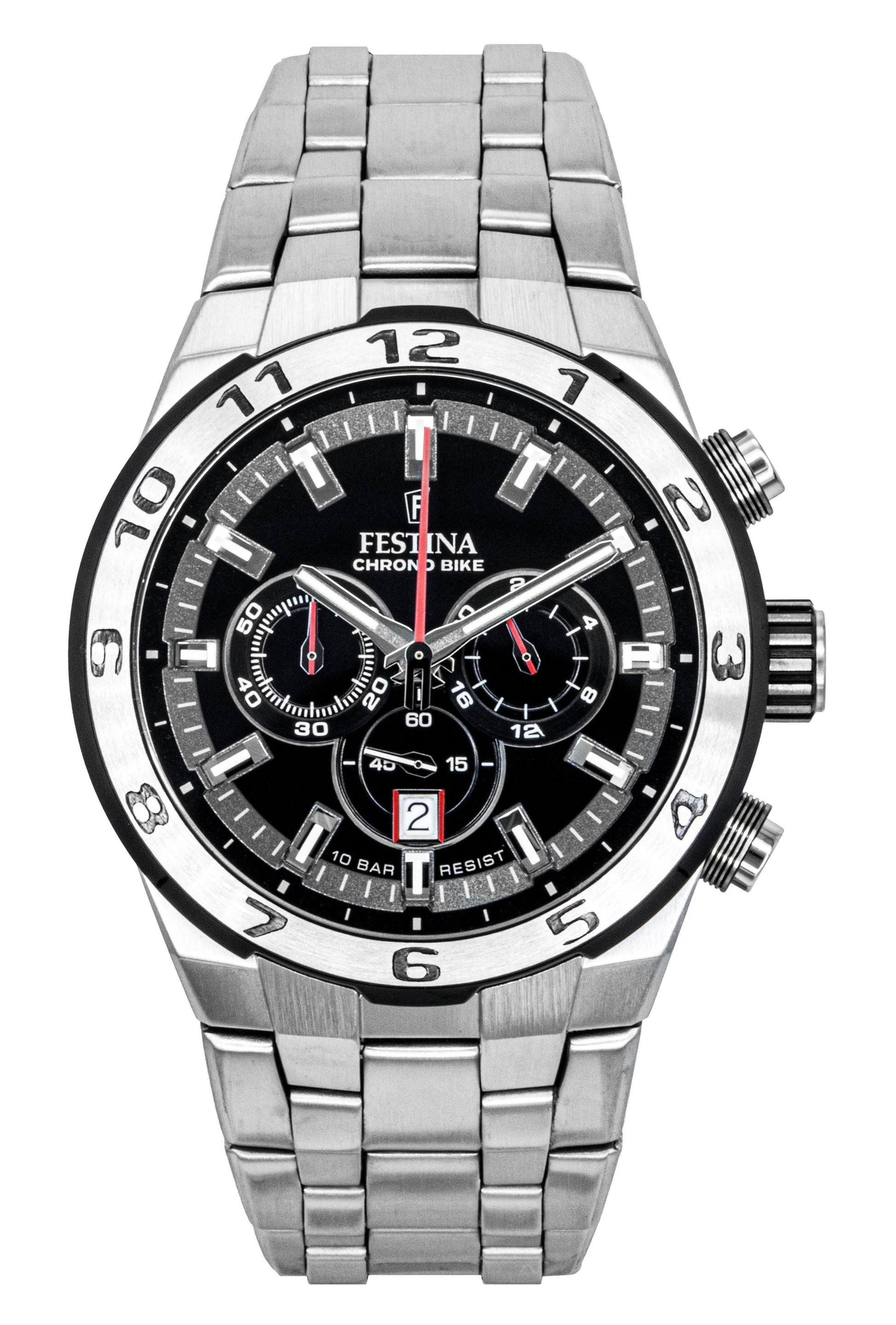 Festina Chrono Bike Chronograph Stainless Steel Black Dial Quartz F20670 - 6 100M Men's Watch - Prestige Stones