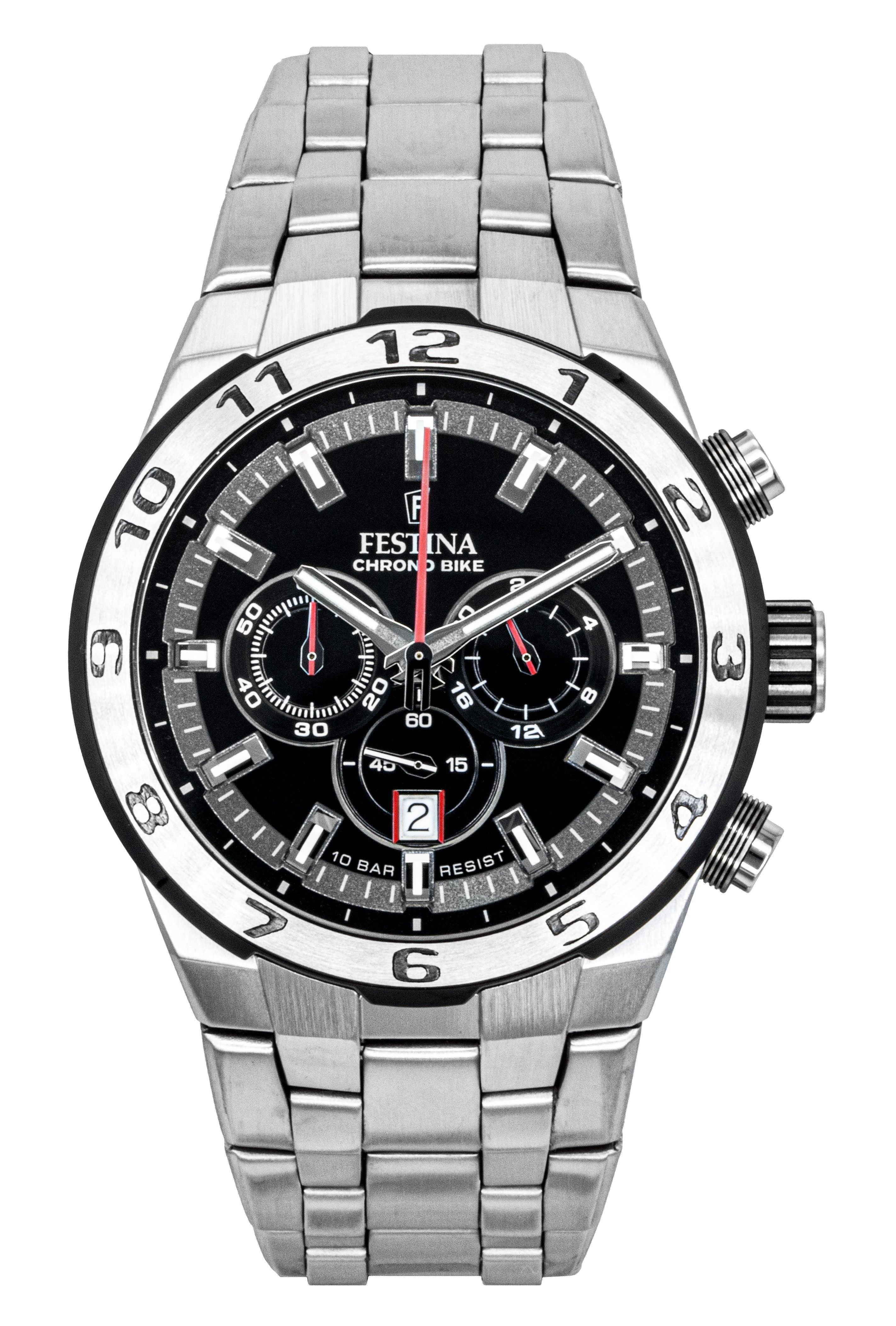 Festina Chrono Bike Chronograph Stainless Steel Black Dial Quartz F20670 - 6 100M Men's Watch - Prestige Stones