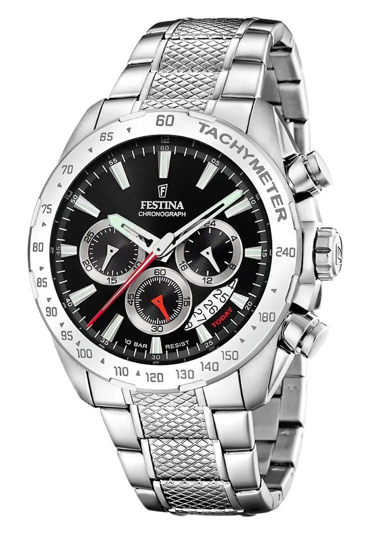 Festina Chrono Sport Stainless Steel Black Dial Quartz F20668 - 4 100M Men's Watch - Prestige Stones