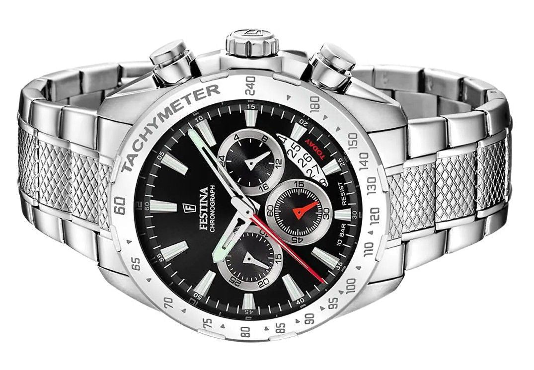 Festina Chrono Sport Stainless Steel Black Dial Quartz F20668 - 4 100M Men's Watch - Prestige Stones