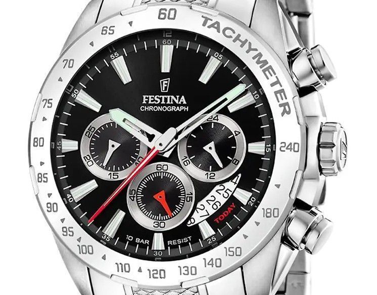Festina Chrono Sport Stainless Steel Black Dial Quartz F20668 - 4 100M Men's Watch - Prestige Stones