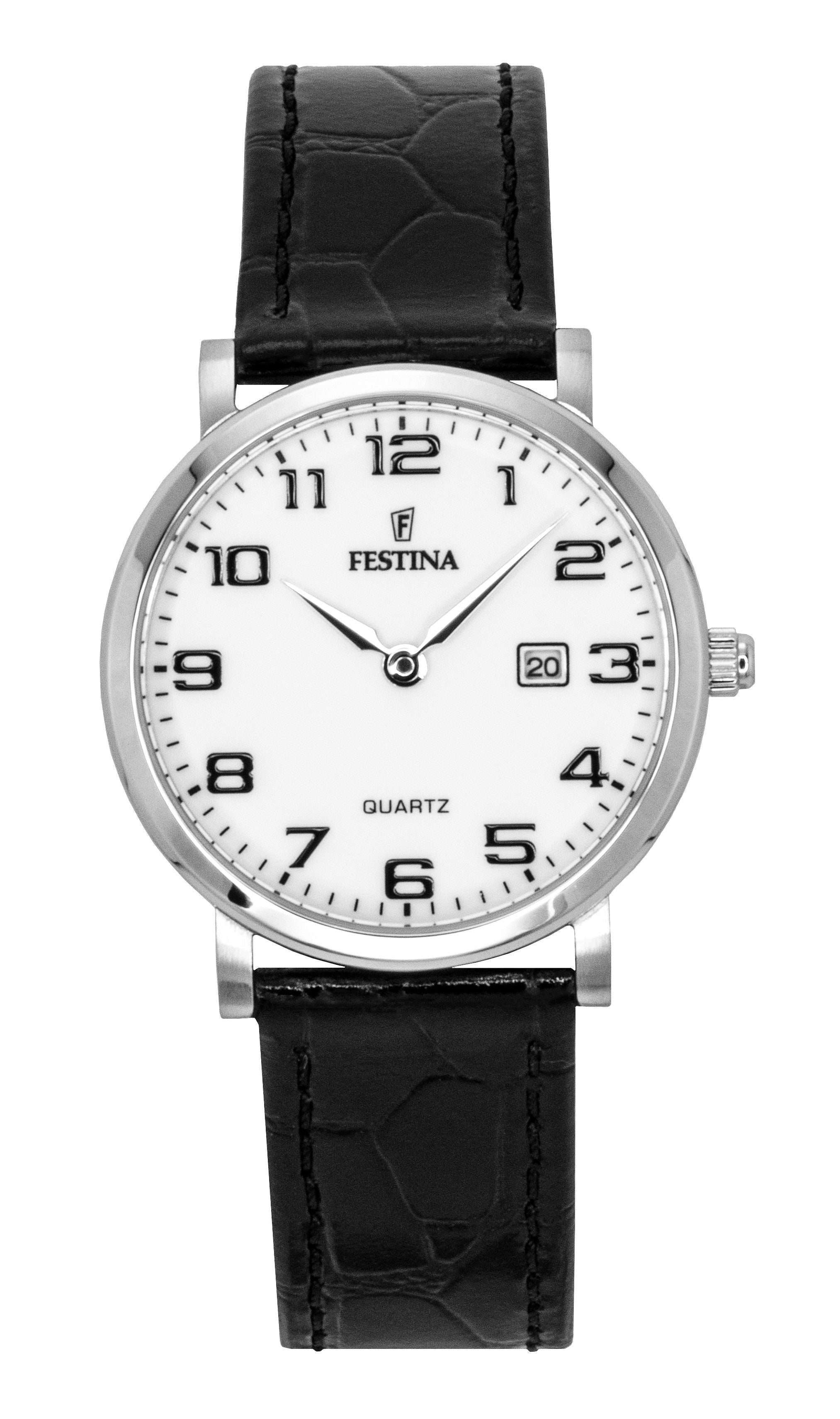 Festina Classic Leather Strap White Dial Quartz F16477 - 1 Women's Watch - Prestige Stones