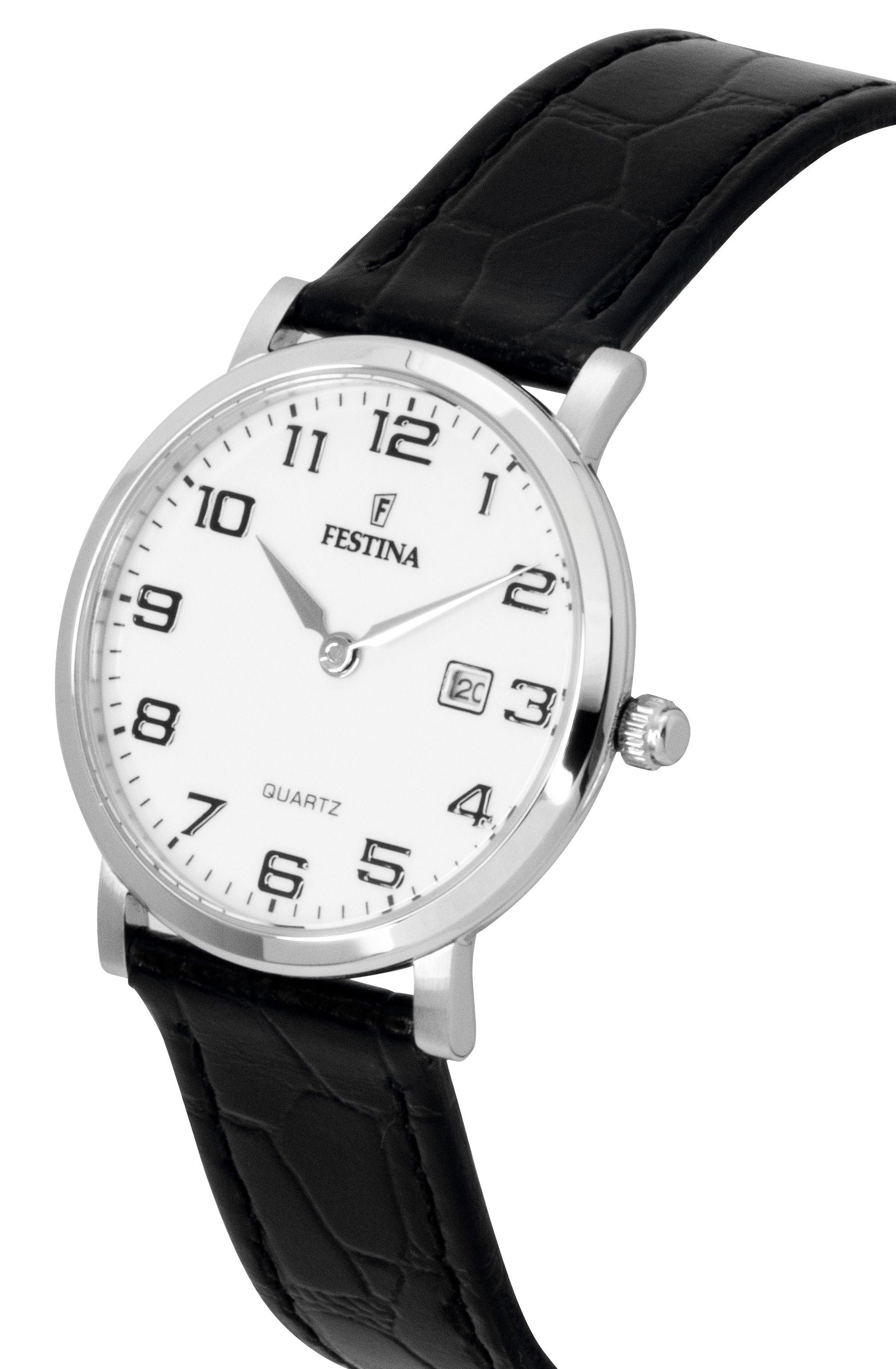 Festina Classic Leather Strap White Dial Quartz F16477 - 1 Women's Watch - Prestige Stones