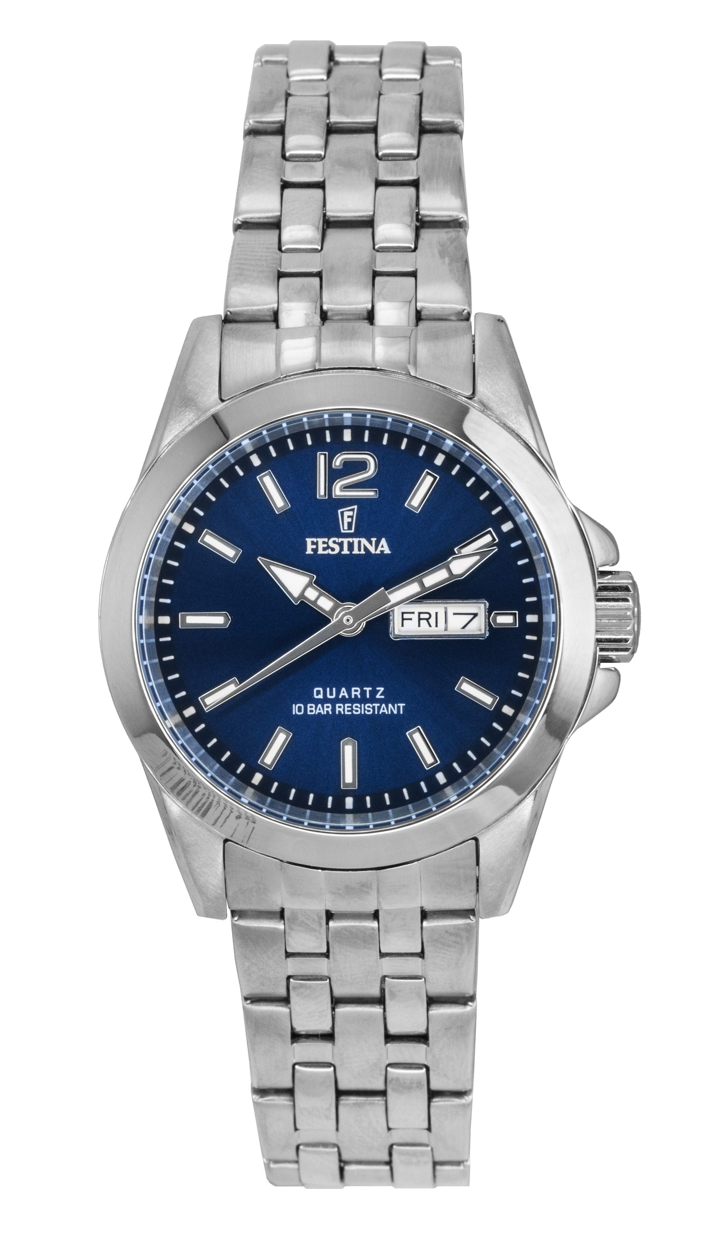 Festina Classic Stainless Steel Blue Dial Quartz F20455 - 3 100M Women's Watch - Prestige Stones