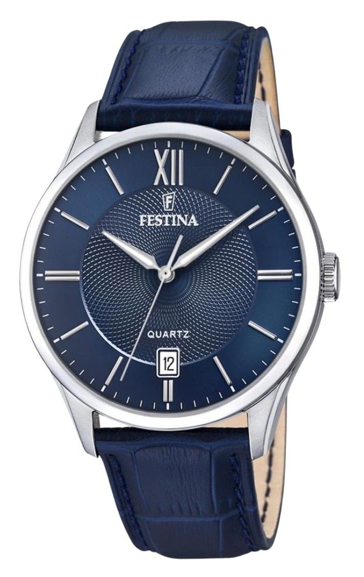 Festina Classics Leather Strap Blue Dial Quartz F20426 - 2 100M Men's Watch - Prestige Stones