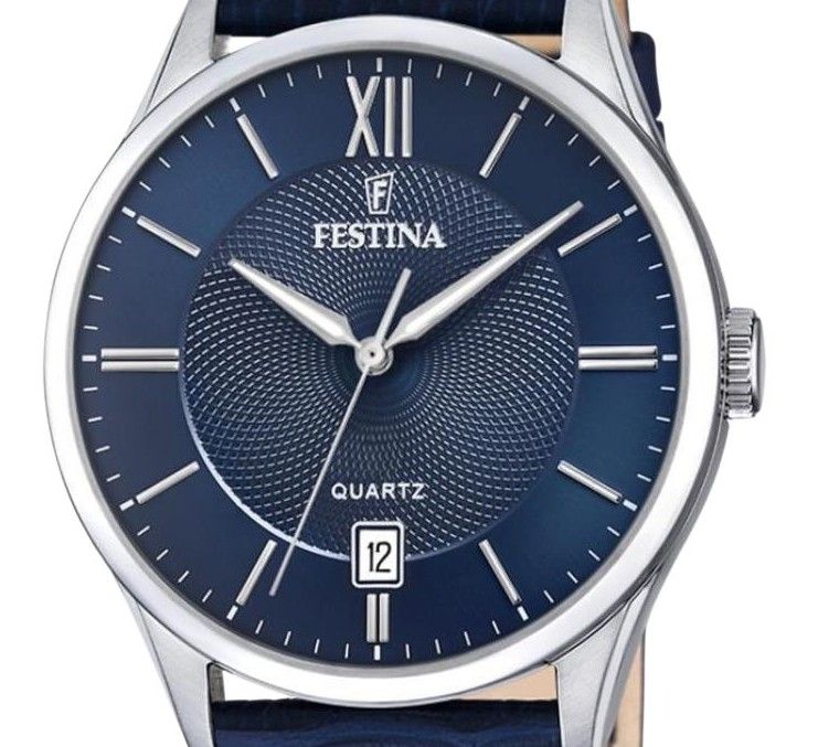 Festina Classics Leather Strap Blue Dial Quartz F20426 - 2 100M Men's Watch - Prestige Stones