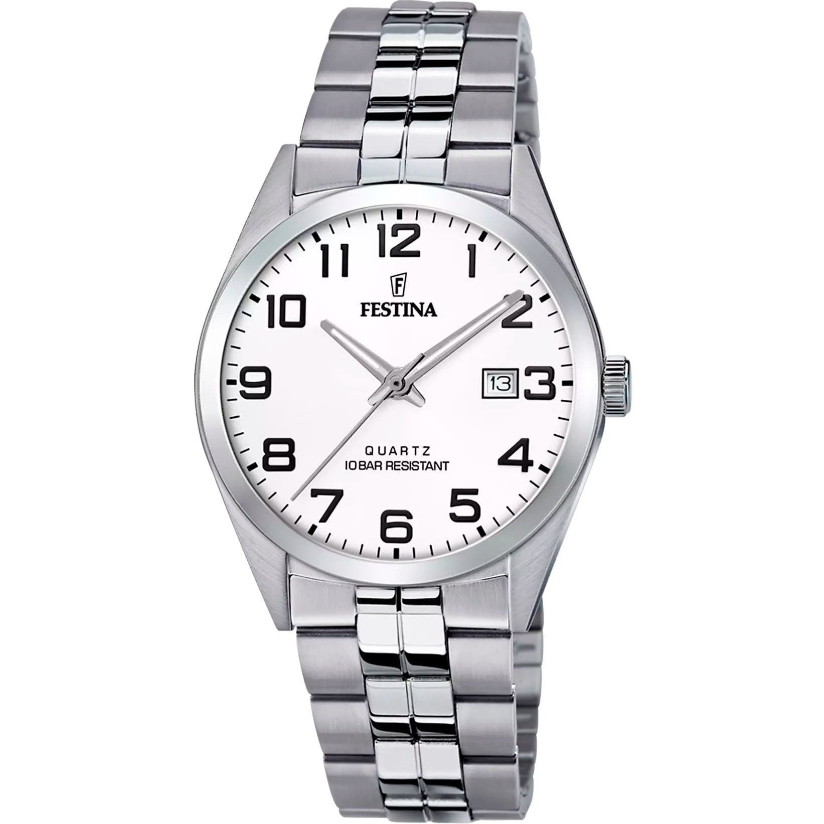 Festina Classics Stainless Steel White Dial Quartz F20437 - 1 100M Men's Watch - Prestige Stones