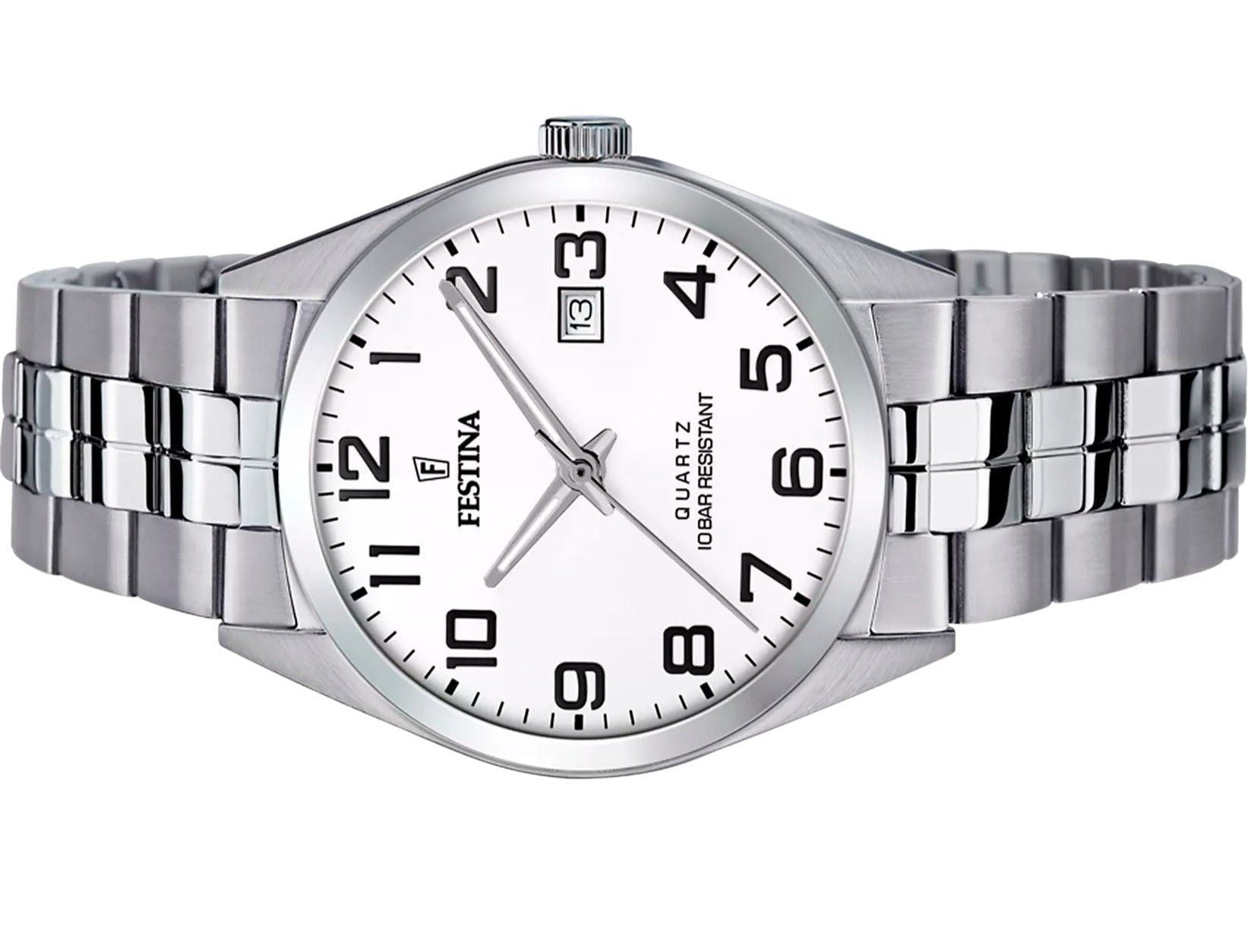 Festina Classics Stainless Steel White Dial Quartz F20437 - 1 100M Men's Watch - Prestige Stones