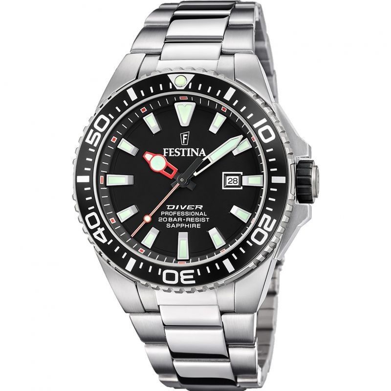 Festina Diver Stainless Steel Black Dial Quartz F20663 - 3 200M Men's Watch - Prestige Stones