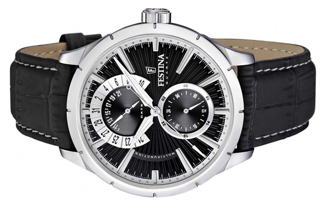 Festina Retro Leather Strap Multifunction Black Dial Quartz F16573 - 3 Men's Watch - Prestige Stones