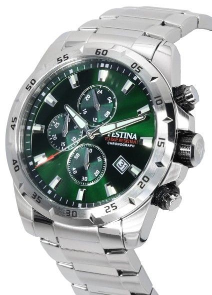Festina Sports Chorongraph Stainless Steel Green Dial Quartz F20463 - 3 F204633 100M Men's Watch - Prestige Stones