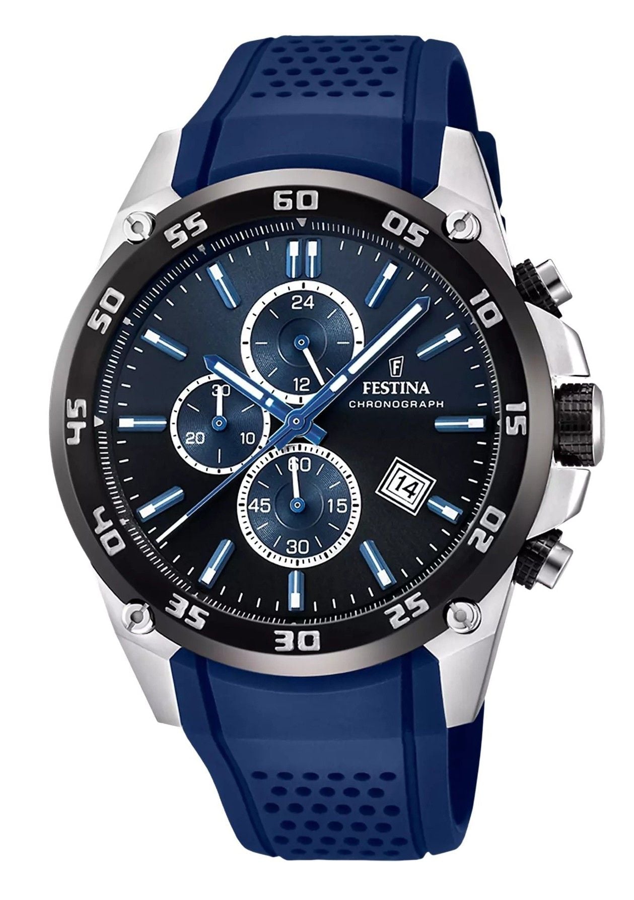 Festina The Originals Chronograph Rubber Strap Blue Dial Quartz F20330 - A 100M Men's Watch - Prestige Stones