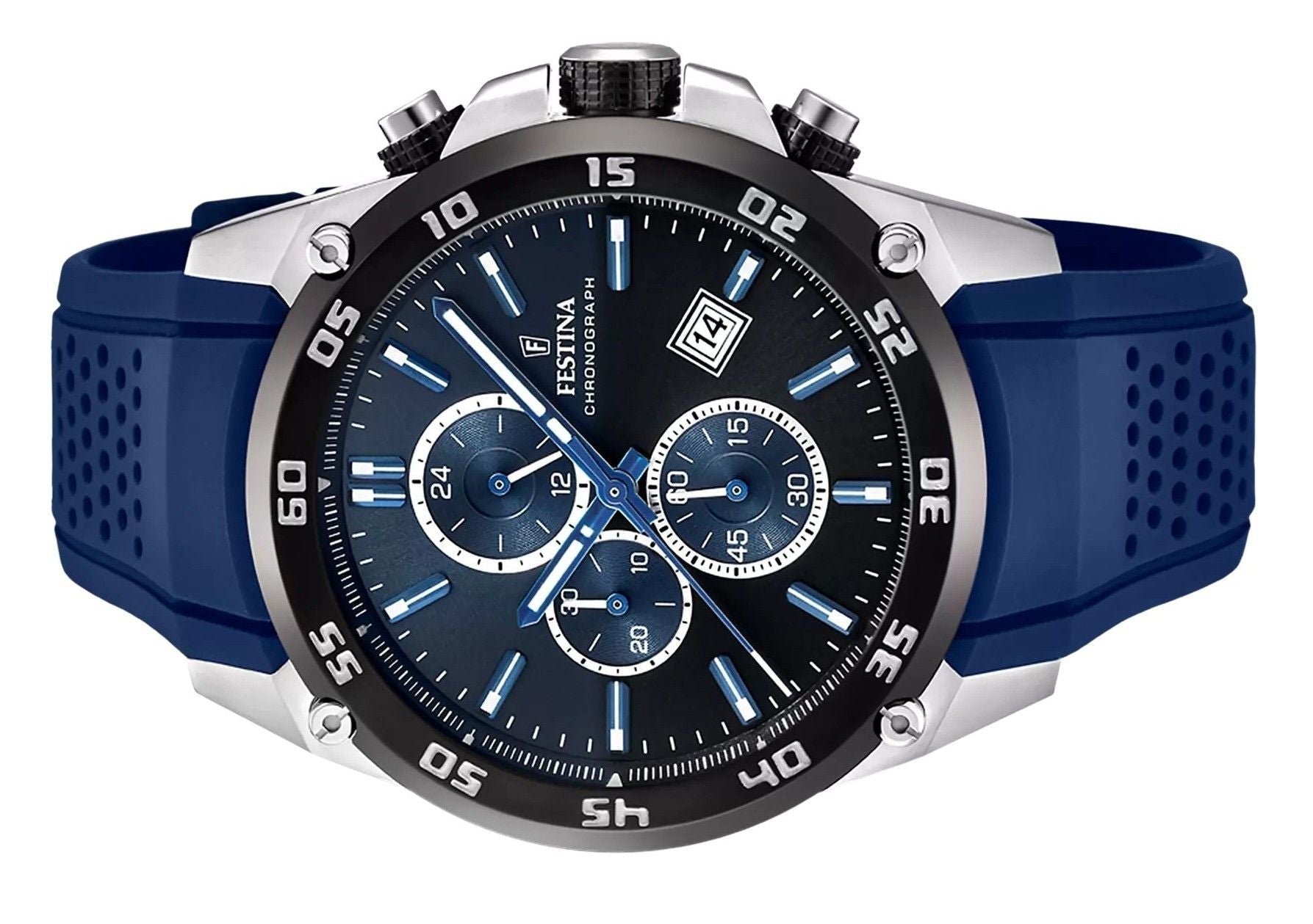 Festina The Originals Chronograph Rubber Strap Blue Dial Quartz F20330 - A 100M Men's Watch - Prestige Stones