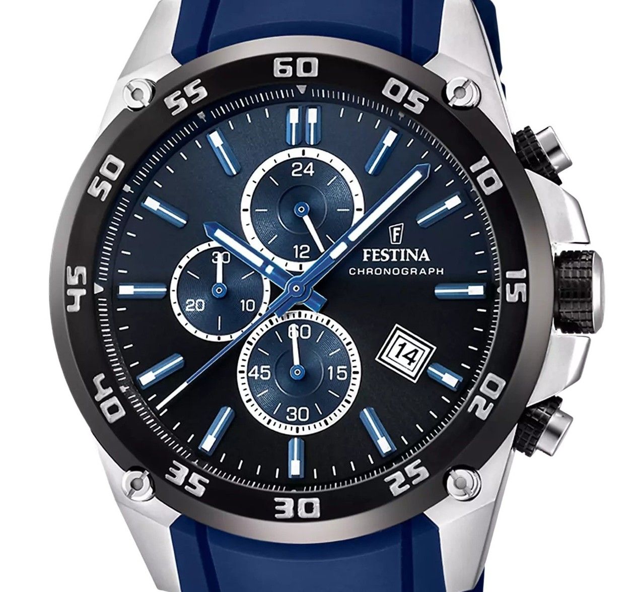 Festina The Originals Chronograph Rubber Strap Blue Dial Quartz F20330 - A 100M Men's Watch - Prestige Stones