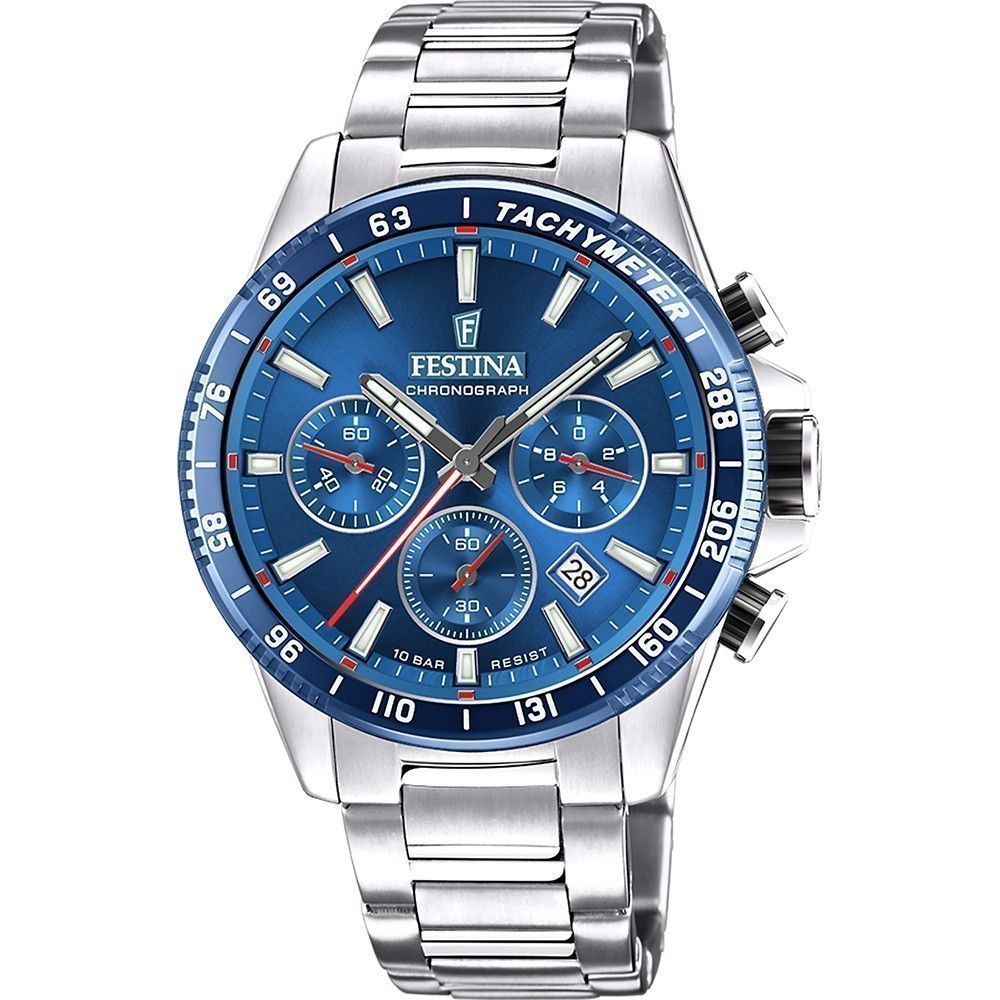 Festina Timeless Chronograph Stainless Steel Blue Dial Quartz F20560 - 3 100M Men's Watch - Prestige Stones