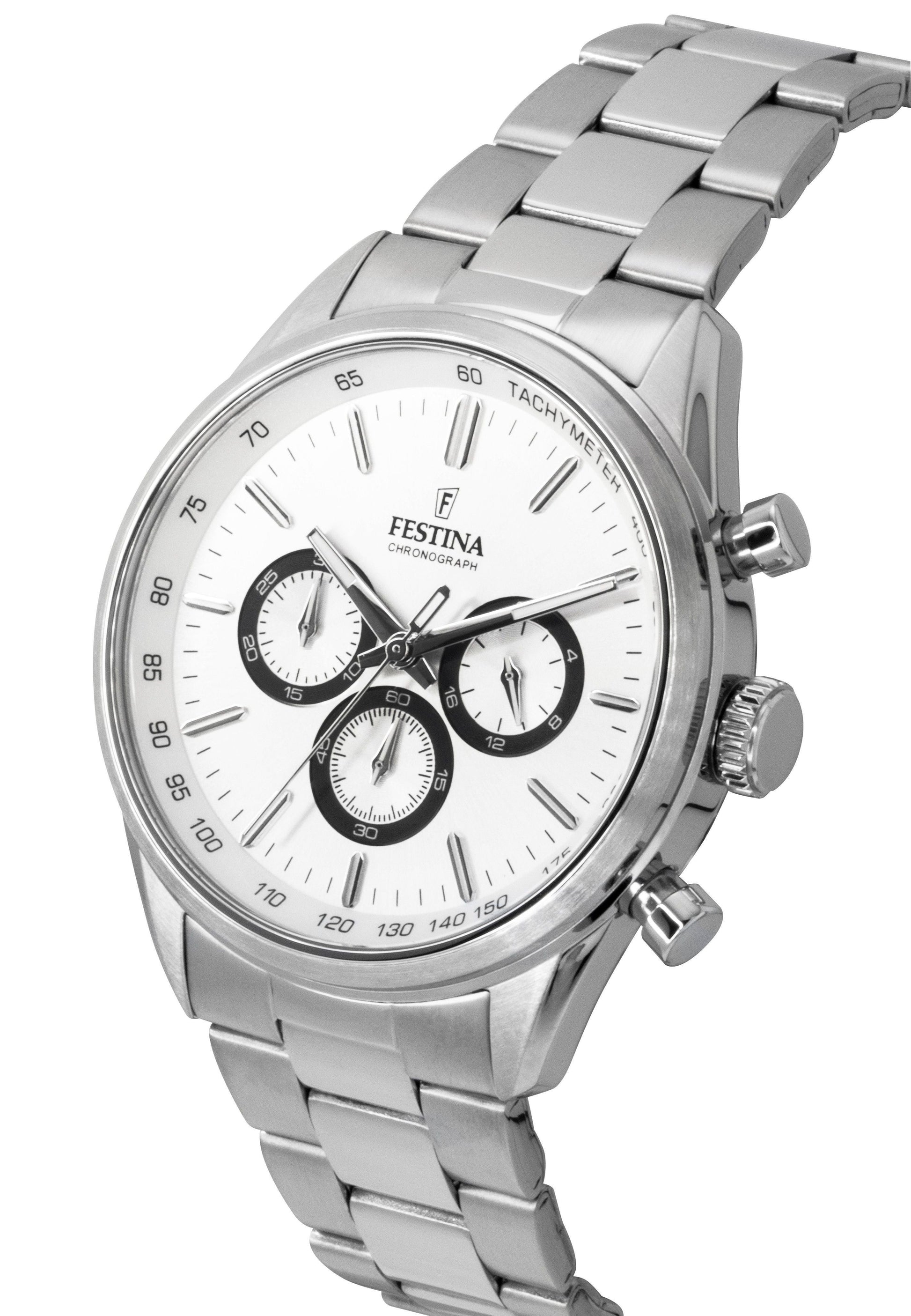 Festina Timeless Chronograph Stainless Steel White Dial Quartz F16820 - Q Men's Watch - Prestige Stones