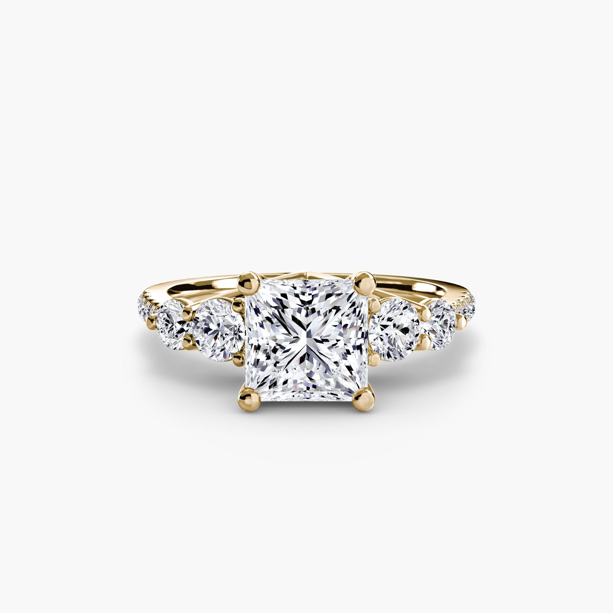 Five Stone Ring with Pavé Band - Prestige Stones