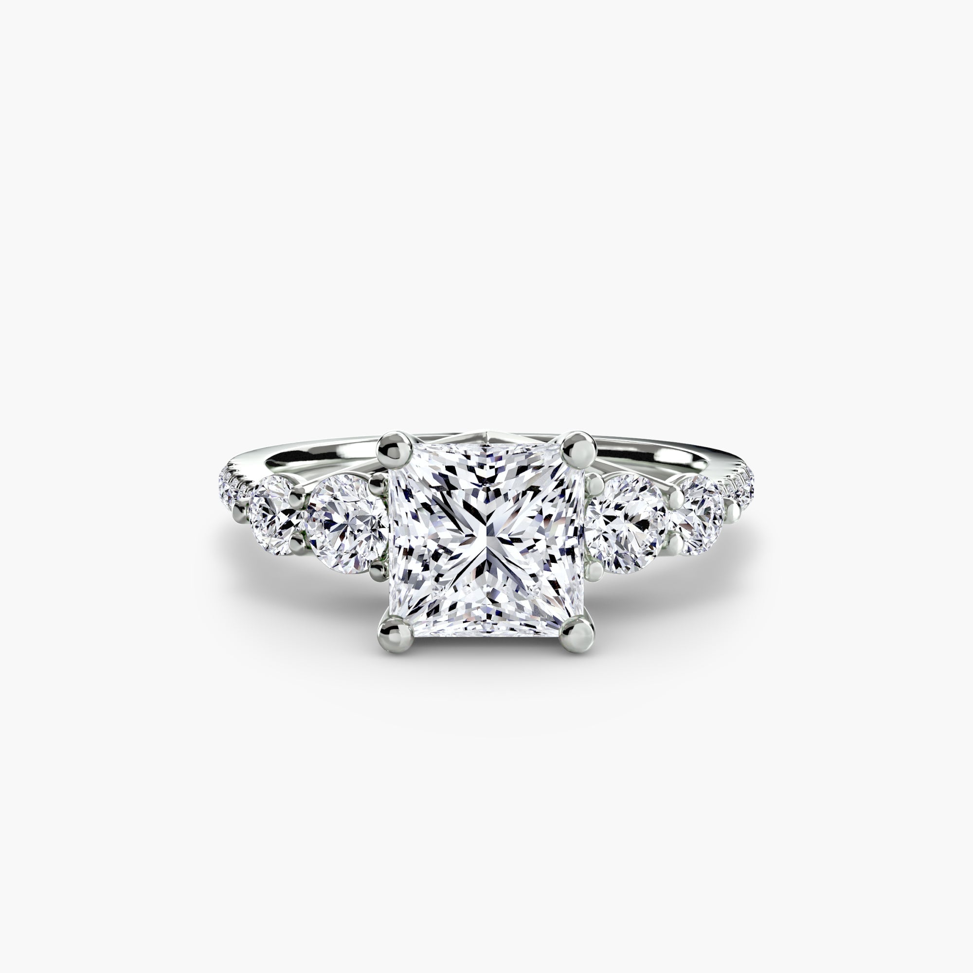 Five Stone Ring with Pavé Band - Prestige Stones