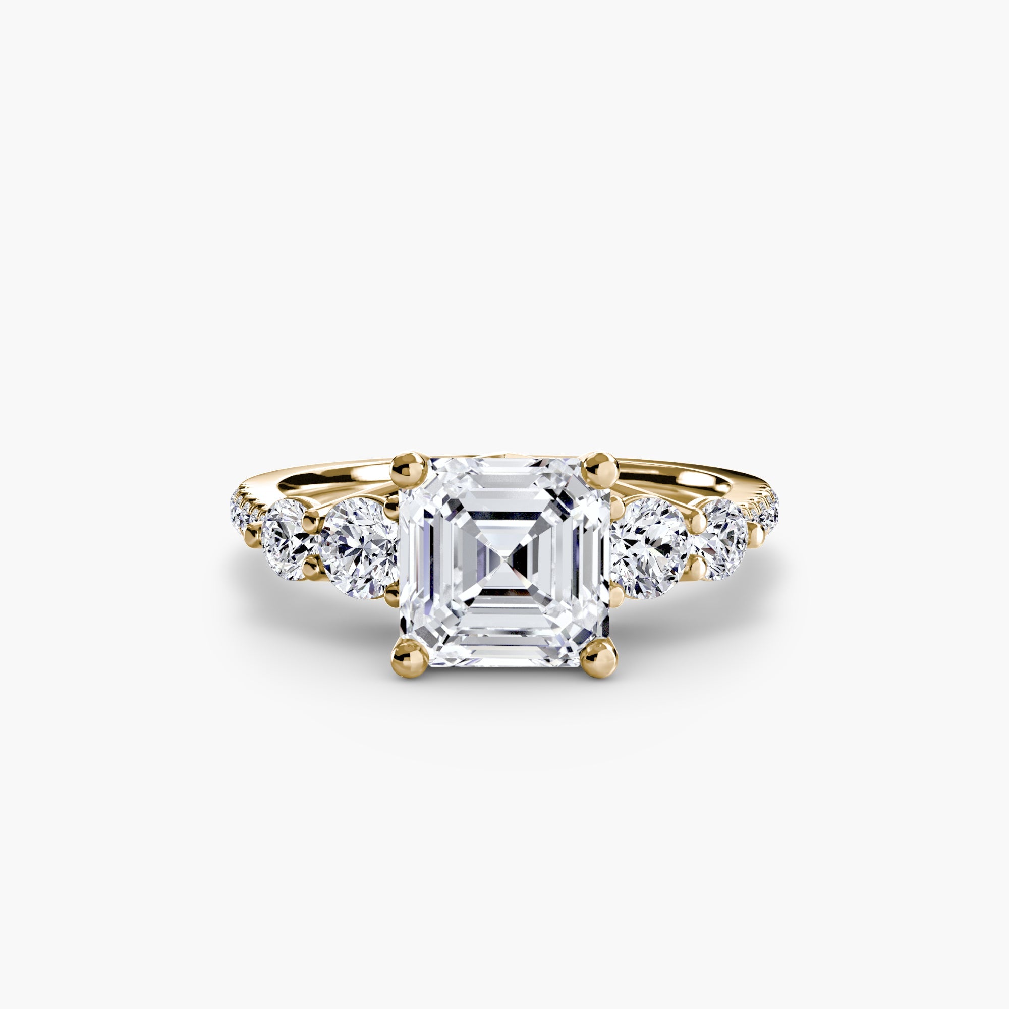 Five Stone Ring with Pavé Band - Prestige Stones