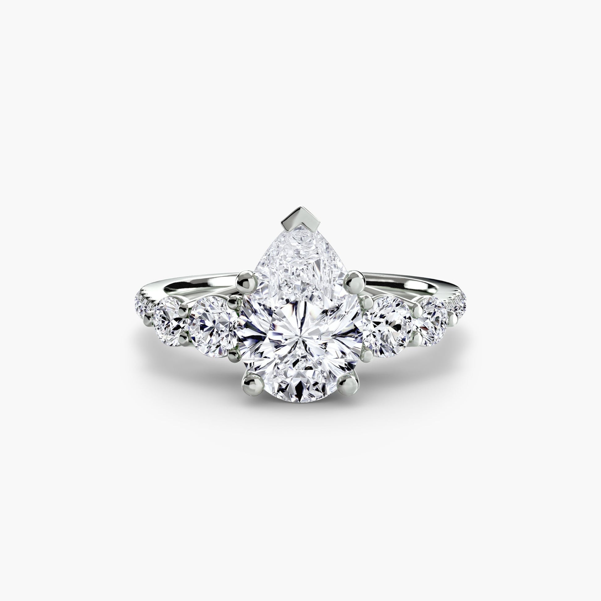 Five Stone Ring with Pavé Band - Prestige Stones