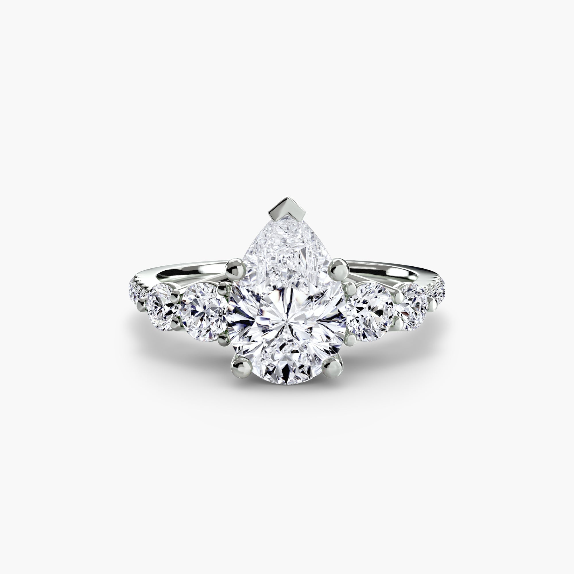 Five Stone Ring with Pavé Band - Prestige Stones