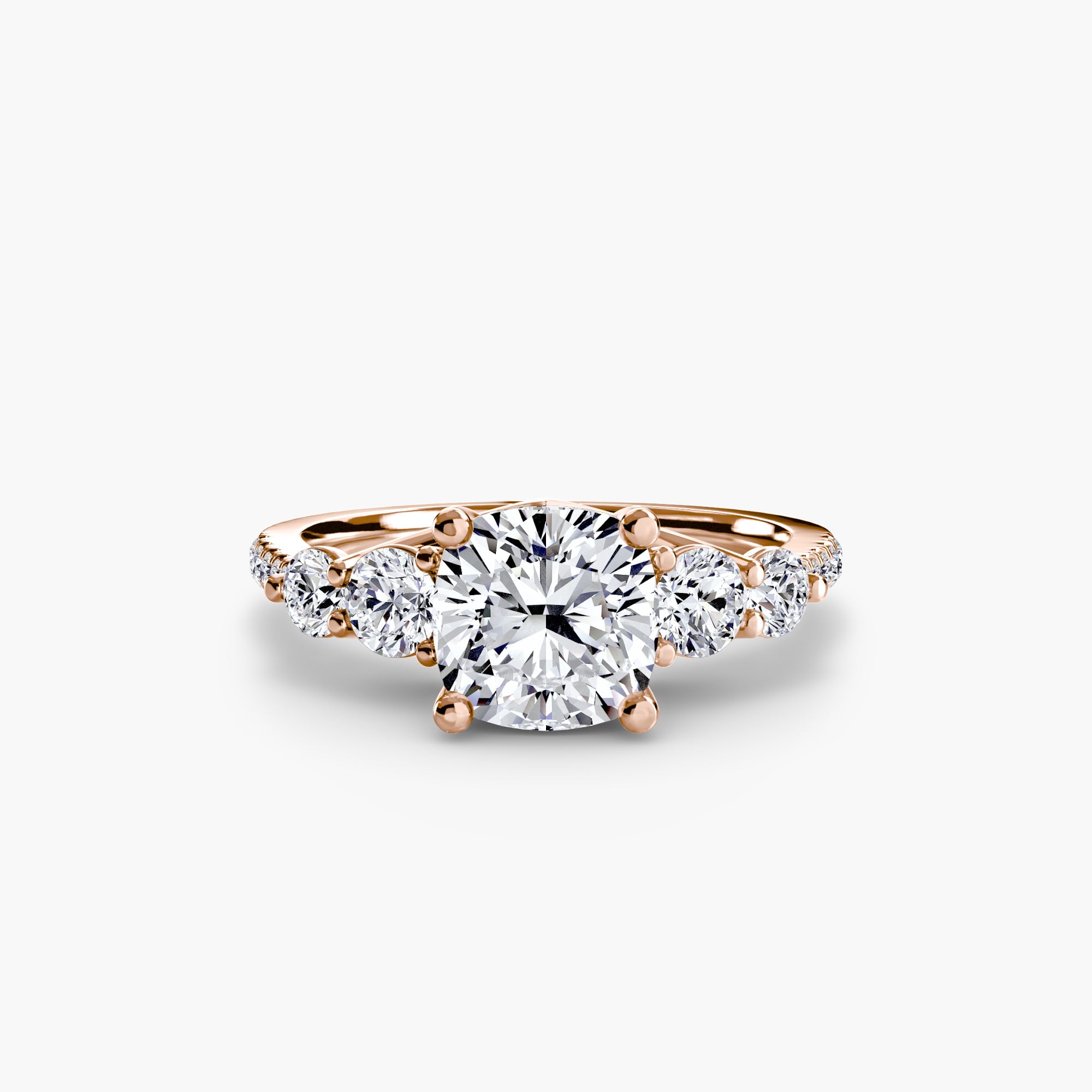 Five Stone Ring with Pavé Band - Prestige Stones