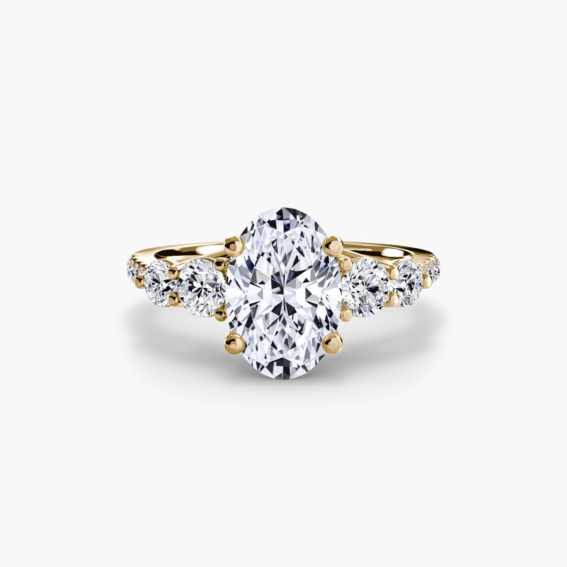 Five Stone Ring with Pavé Band - Prestige Stones