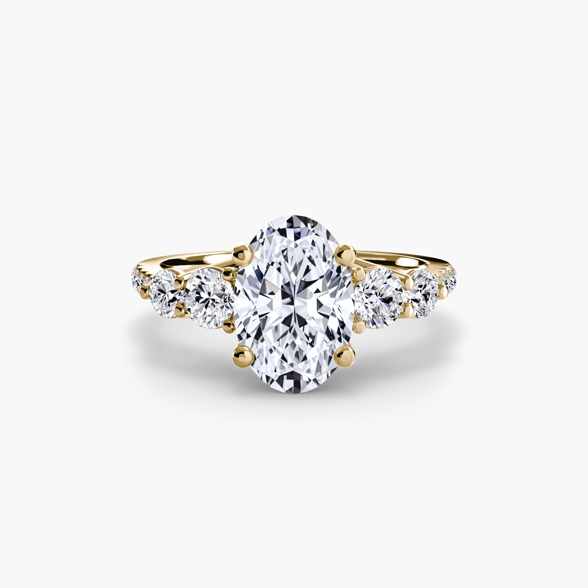 Five Stone Ring with Pavé Band - Prestige Stones
