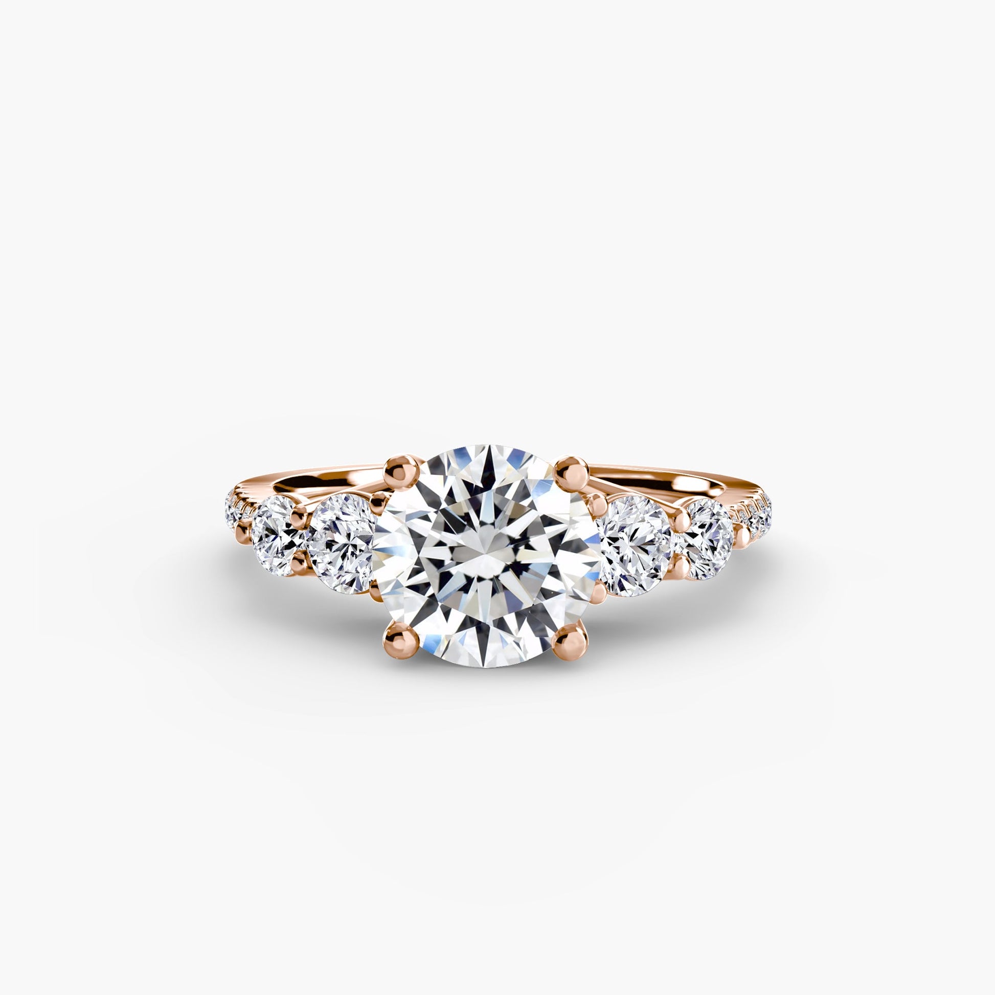 Five Stone Ring with Pavé Band - Prestige Stones