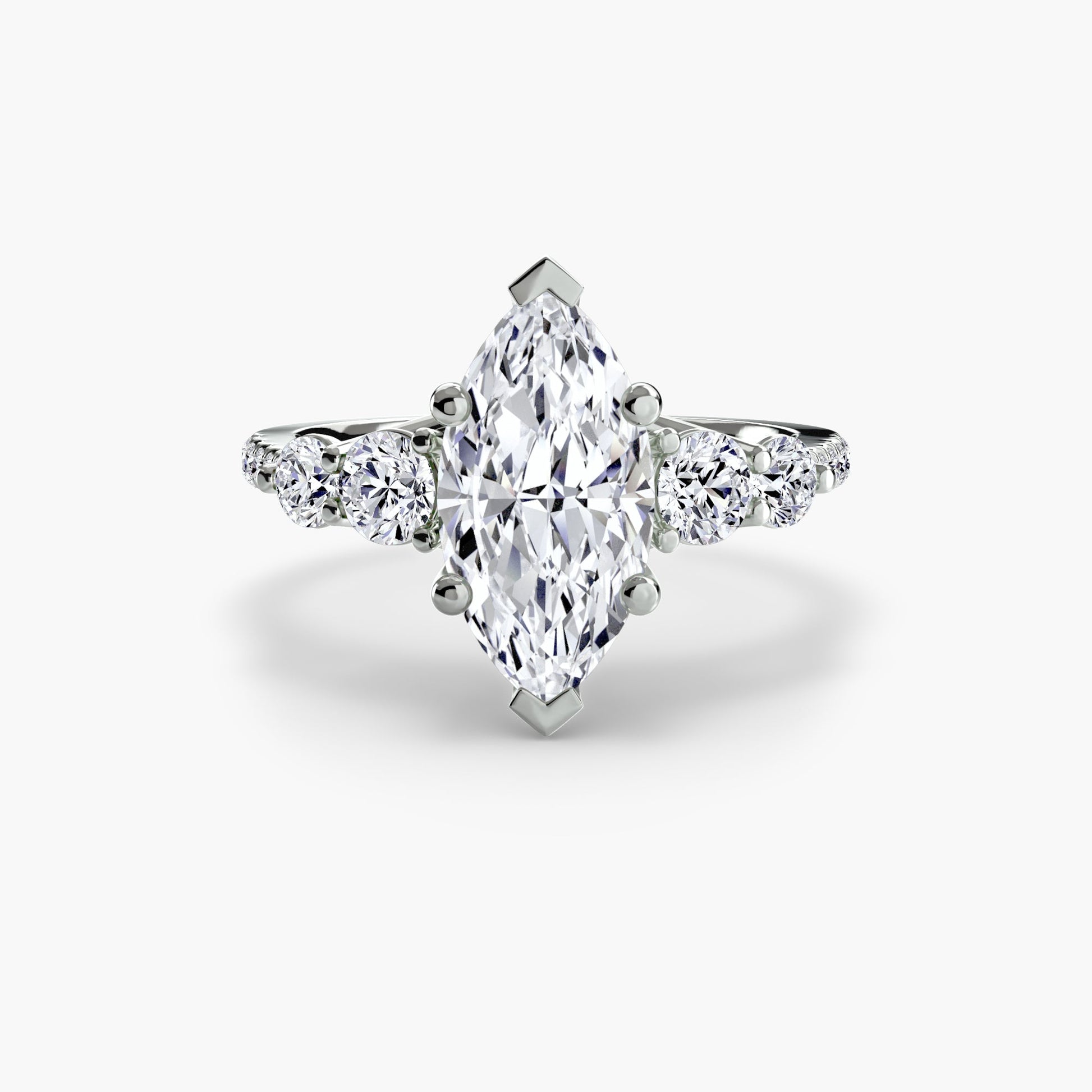 Five Stone Ring with Pavé Band - Prestige Stones