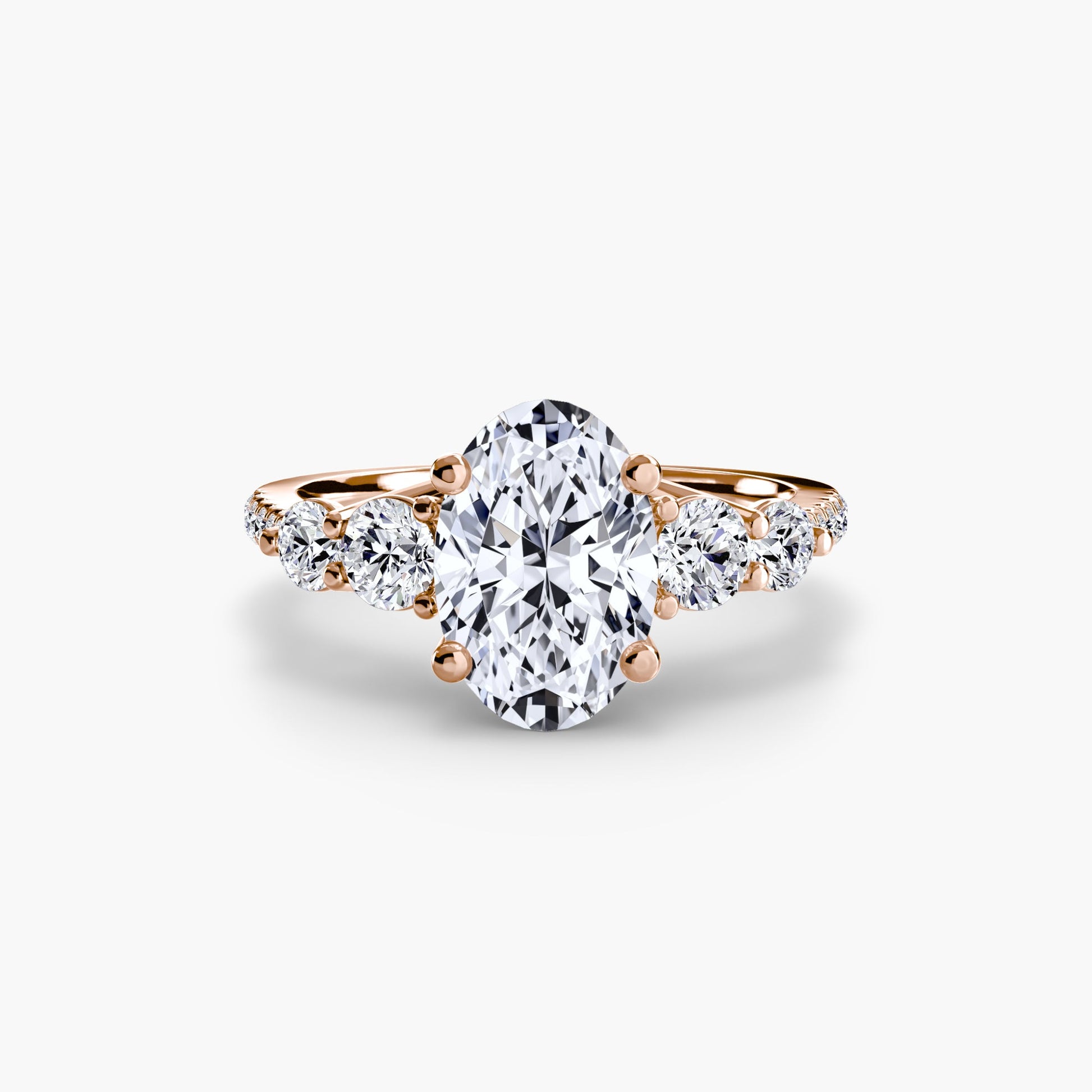 Five Stone Ring with Pavé Band - Prestige Stones