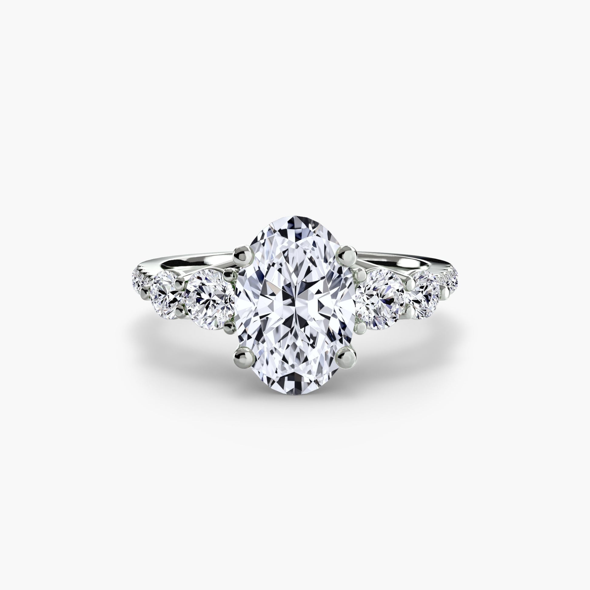 Five Stone Ring with Pavé Band - Prestige Stones