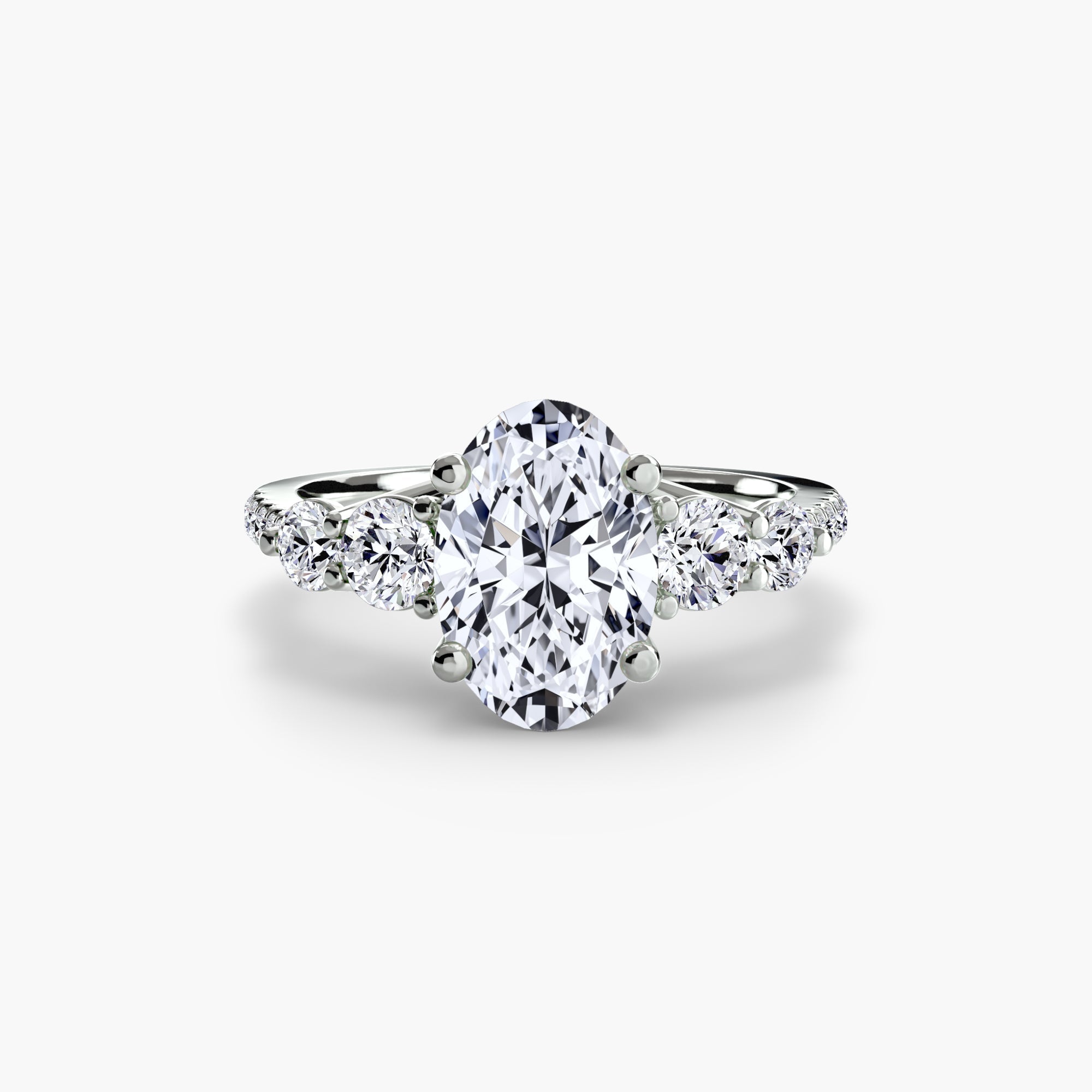 Five Stone Ring with Pavé Band - Prestige Stones