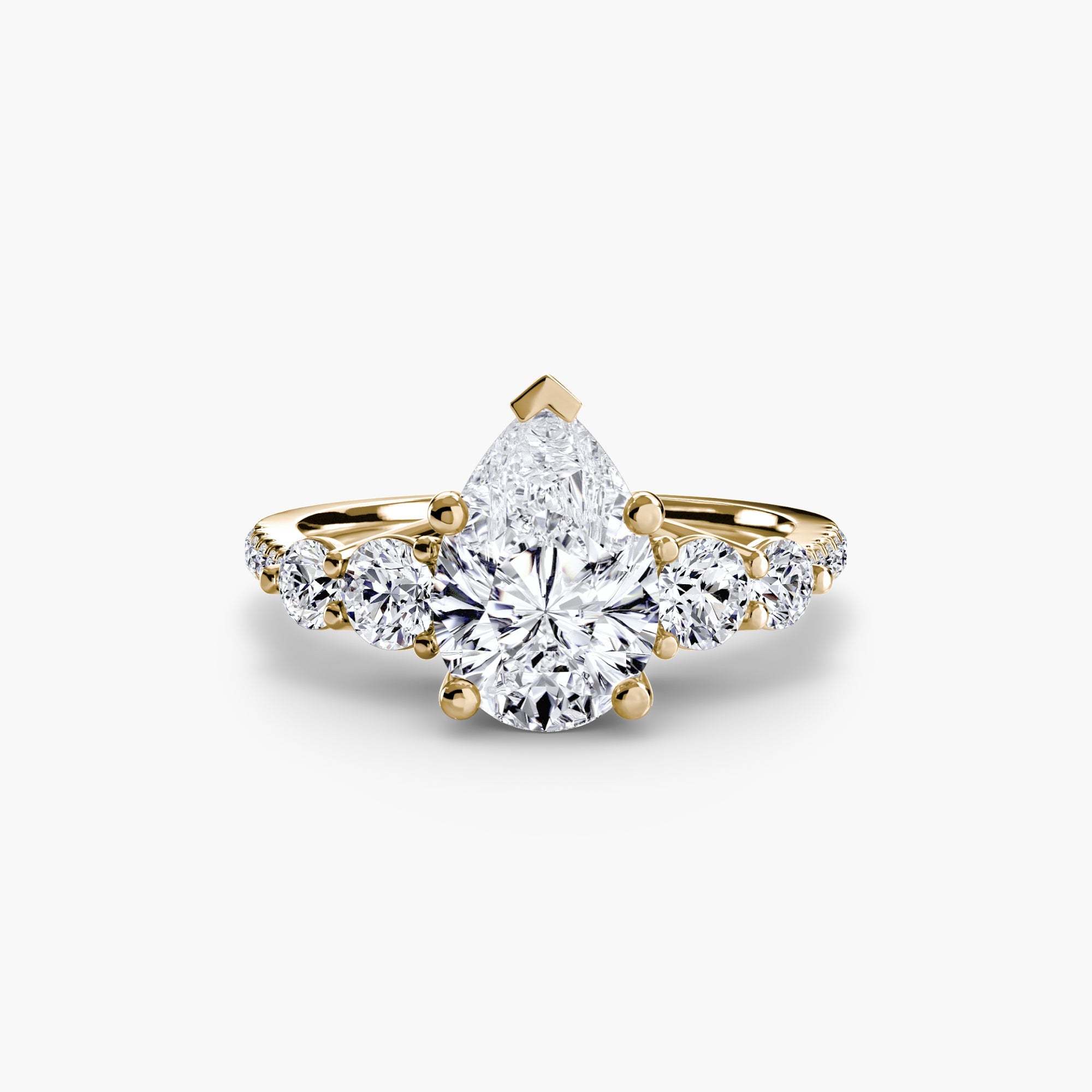 Five Stone Ring with Pavé Band - Prestige Stones